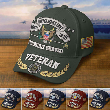 Premium Embroidered US Veterans Hats BPHN080711, Custom Rank & Years Of Sevice, Gift for US Veterans, Gift on Veterans Day