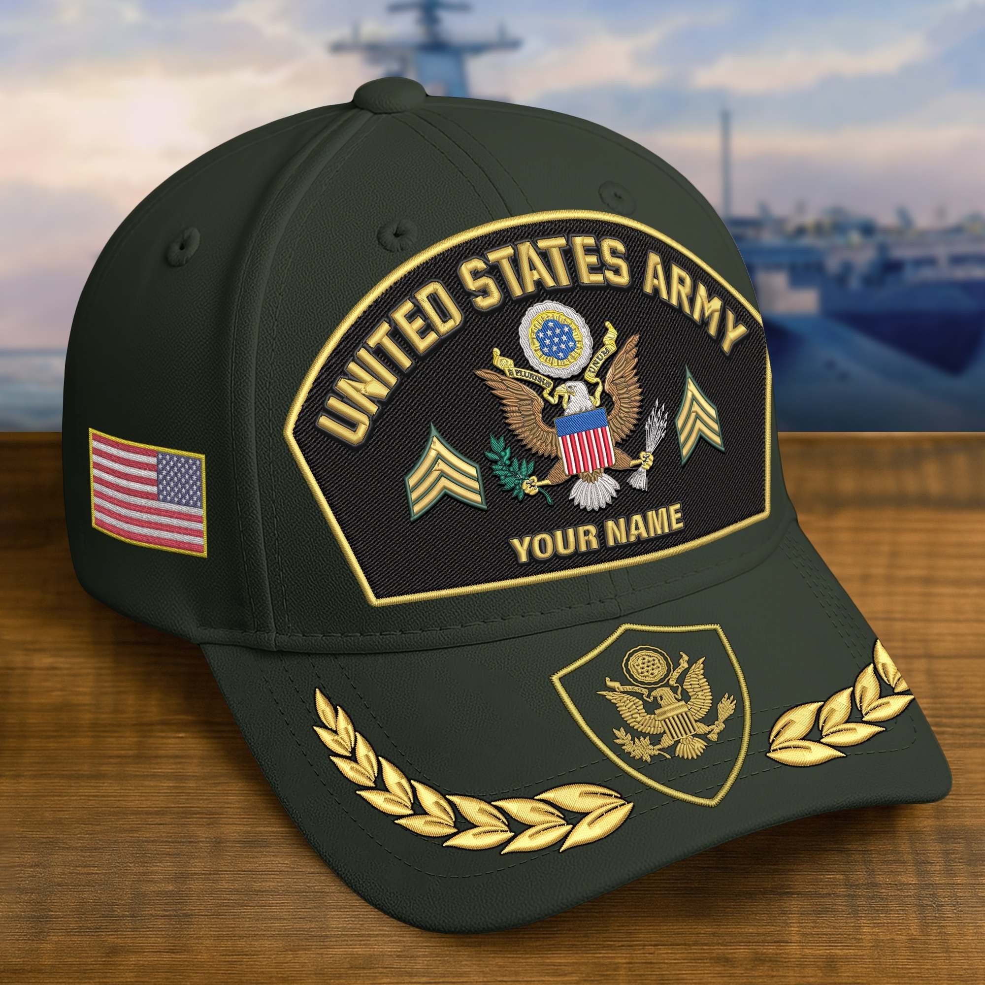 Premium Embroidered US Veterans Hats BPHN150712, Custom Name & Rank, Gifts for US Veterans, Gifts on Veterans Day