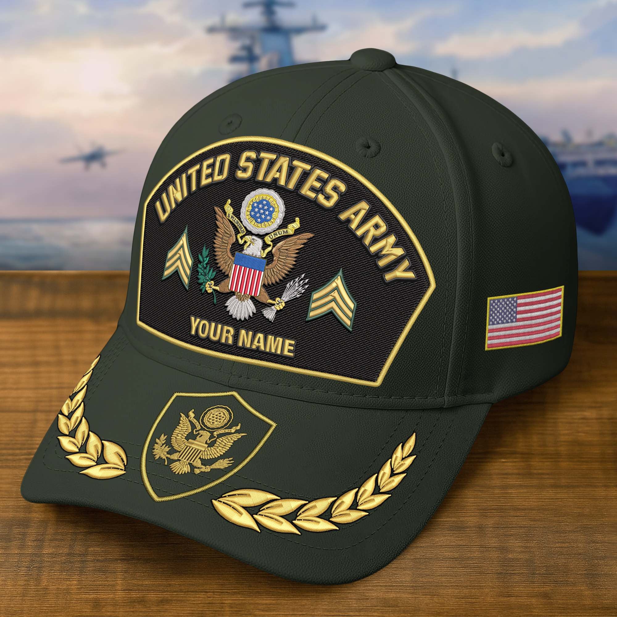 Premium Embroidered US Veterans Hats BPHN150712, Custom Name & Rank, Gifts for US Veterans, Gifts on Veterans Day