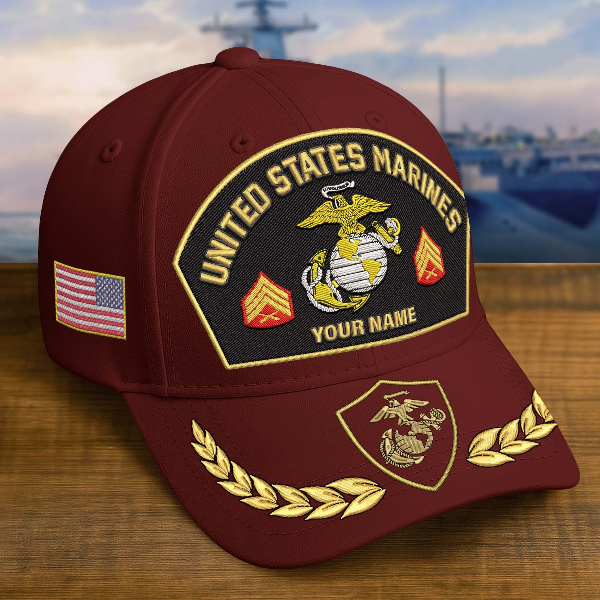 Premium Embroidered US Veterans Hats BPHN150712, Custom Name & Rank, Gifts for US Veterans, Gifts on Veterans Day