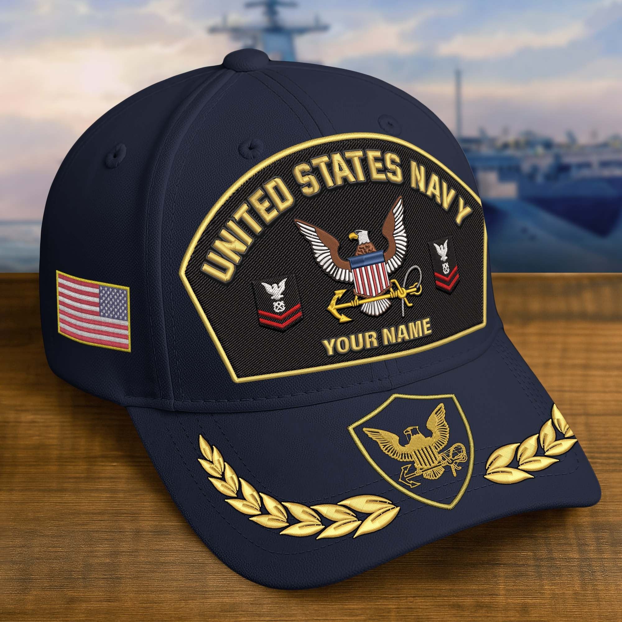 Premium Embroidered US Veterans Hats BPHN150712, Custom Name & Rank, Gifts for US Veterans, Gifts on Veterans Day