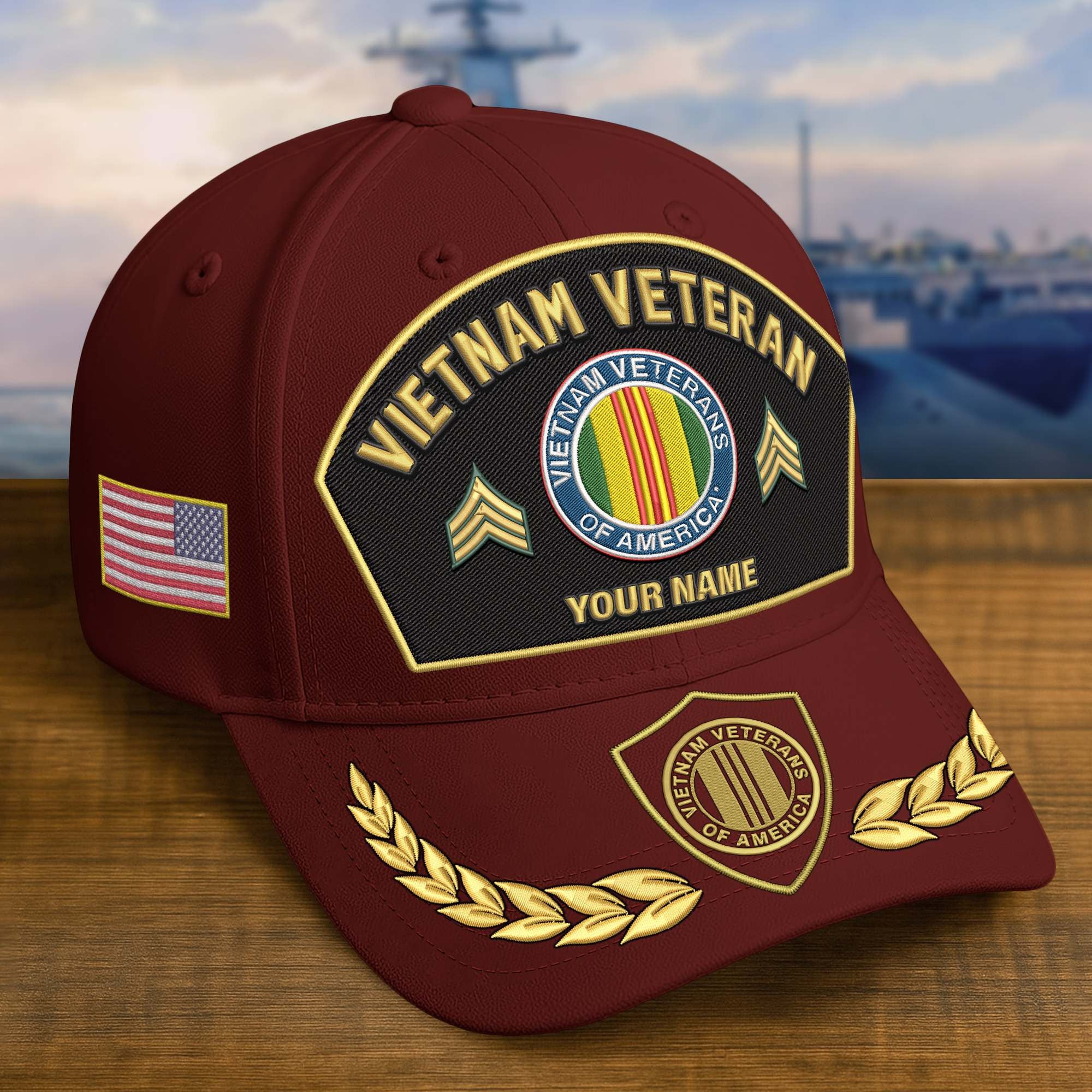 Premium Embroidered US Veterans Hats BPHN150712, Custom Name & Rank, Gifts for US Veterans, Gifts on Veterans Day