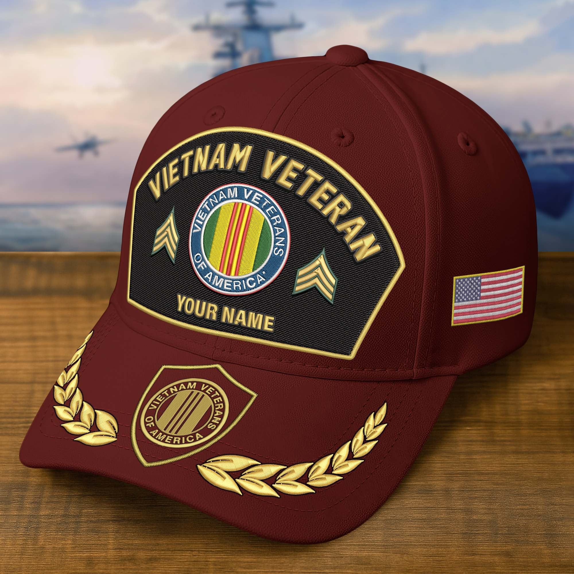 Premium Embroidered US Veterans Hats BPHN150712, Custom Name & Rank, Gifts for US Veterans, Gifts on Veterans Day