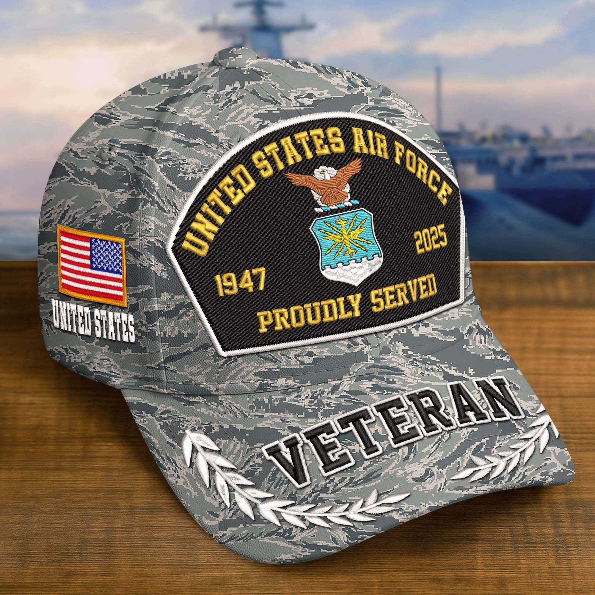 Premium Embroidered US Veterans Hats CPVC150701, 250th Anniversary, Custom Name & Rank, Gifts For US Veterans, Gifts On Veterans Day.