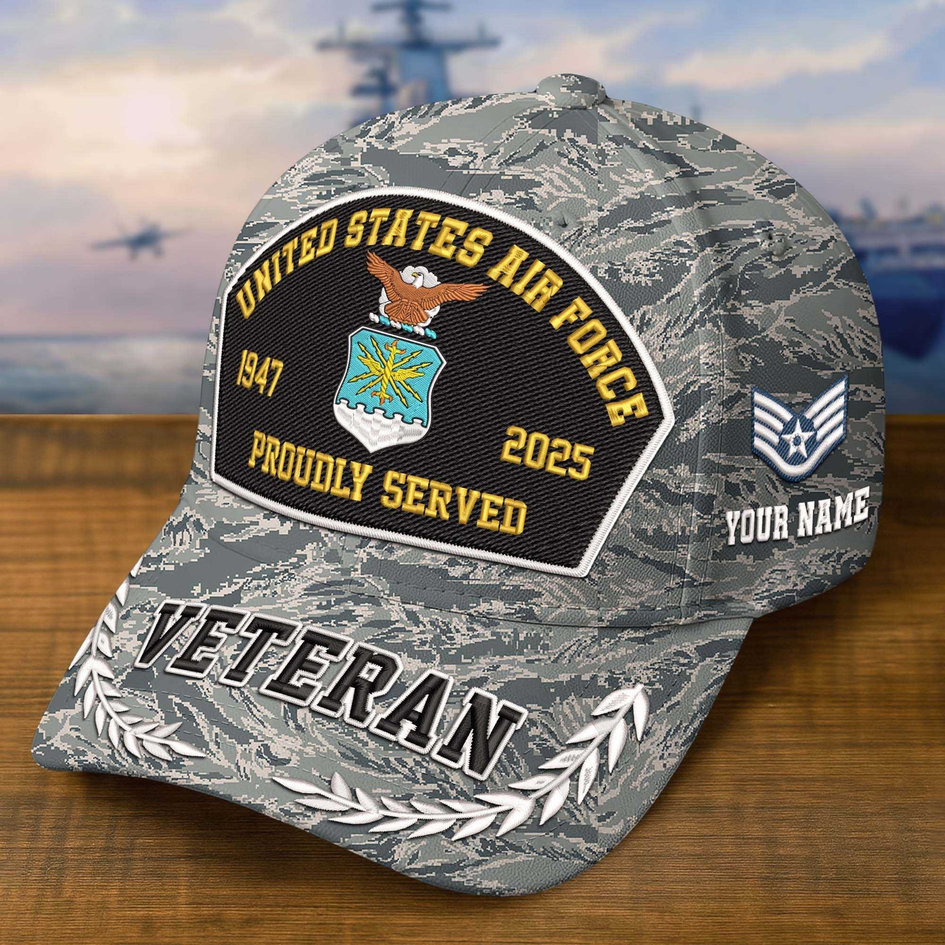 Premium Embroidered US Veterans Hats CPVC150701, 250th Anniversary, Custom Name & Rank, Gifts For US Veterans, Gifts On Veterans Day.