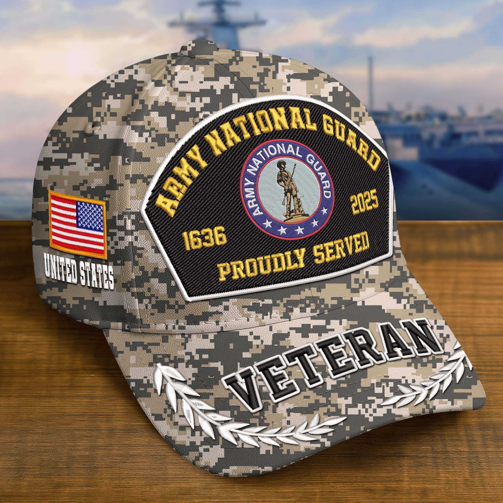Premium Embroidered US Veterans Hats CPVC150701, 250th Anniversary, Custom Name & Rank, Gifts For US Veterans, Gifts On Veterans Day.
