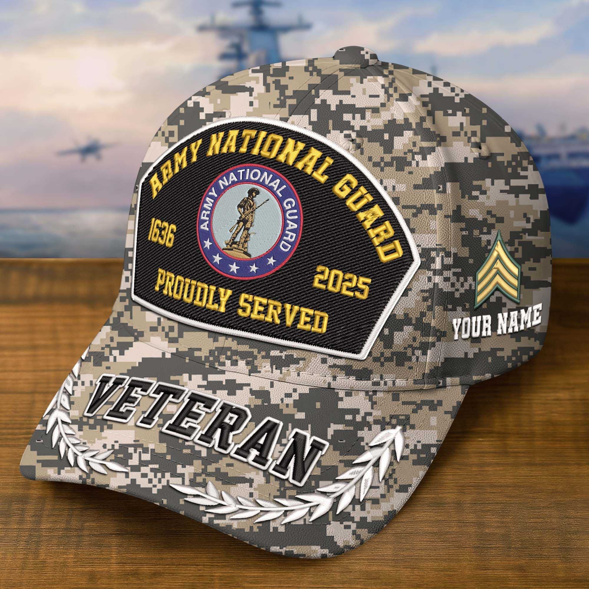 Premium Embroidered US Veterans Hats CPVC150701, 250th Anniversary, Custom Name & Rank, Gifts For US Veterans, Gifts On Veterans Day.