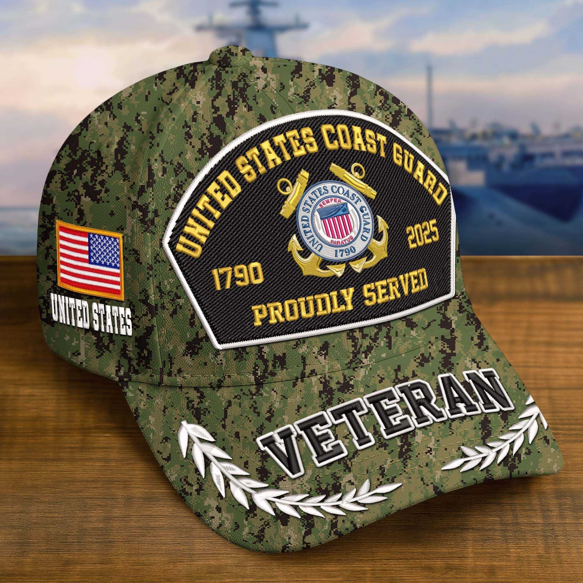 Premium Embroidered US Veterans Hats CPVC150701, 250th Anniversary, Custom Name & Rank, Gifts For US Veterans, Gifts On Veterans Day.