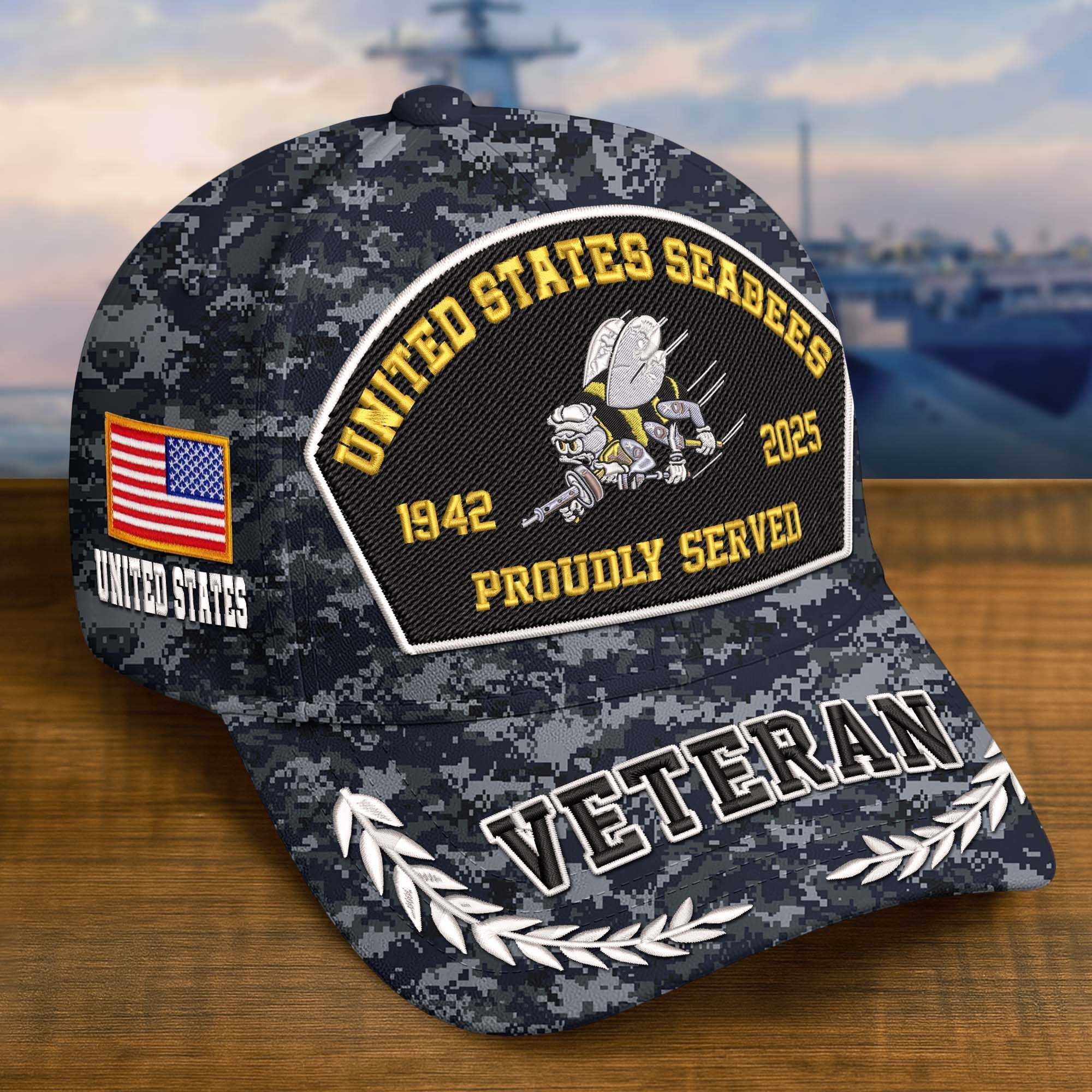 Premium Embroidered US Veterans Hats CPVC150701, 250th Anniversary, Custom Name & Rank, Gifts For US Veterans, Gifts On Veterans Day.