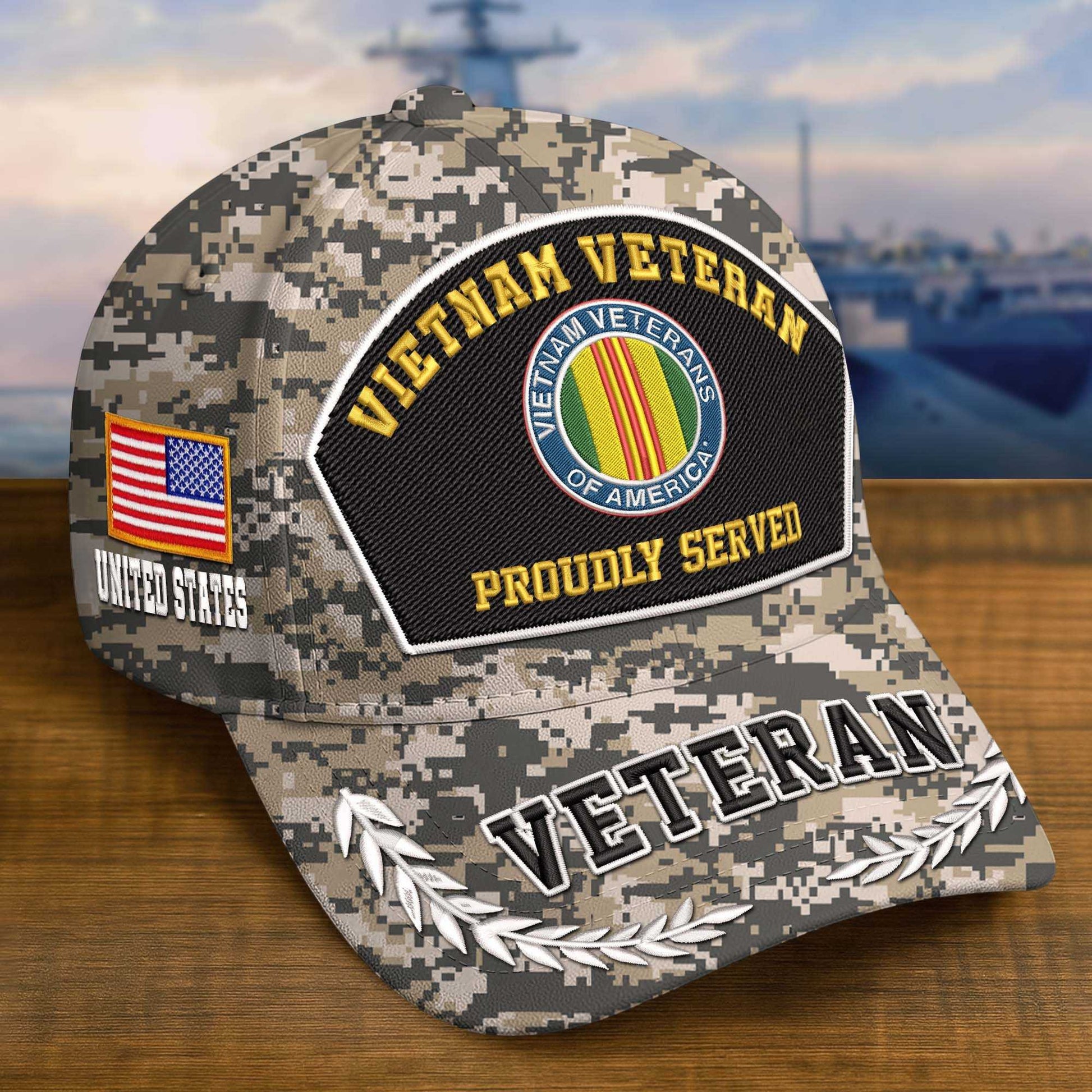 Premium Embroidered US Veterans Hats CPVC150701, 250th Anniversary, Custom Name & Rank, Gifts For US Veterans, Gifts On Veterans Day.