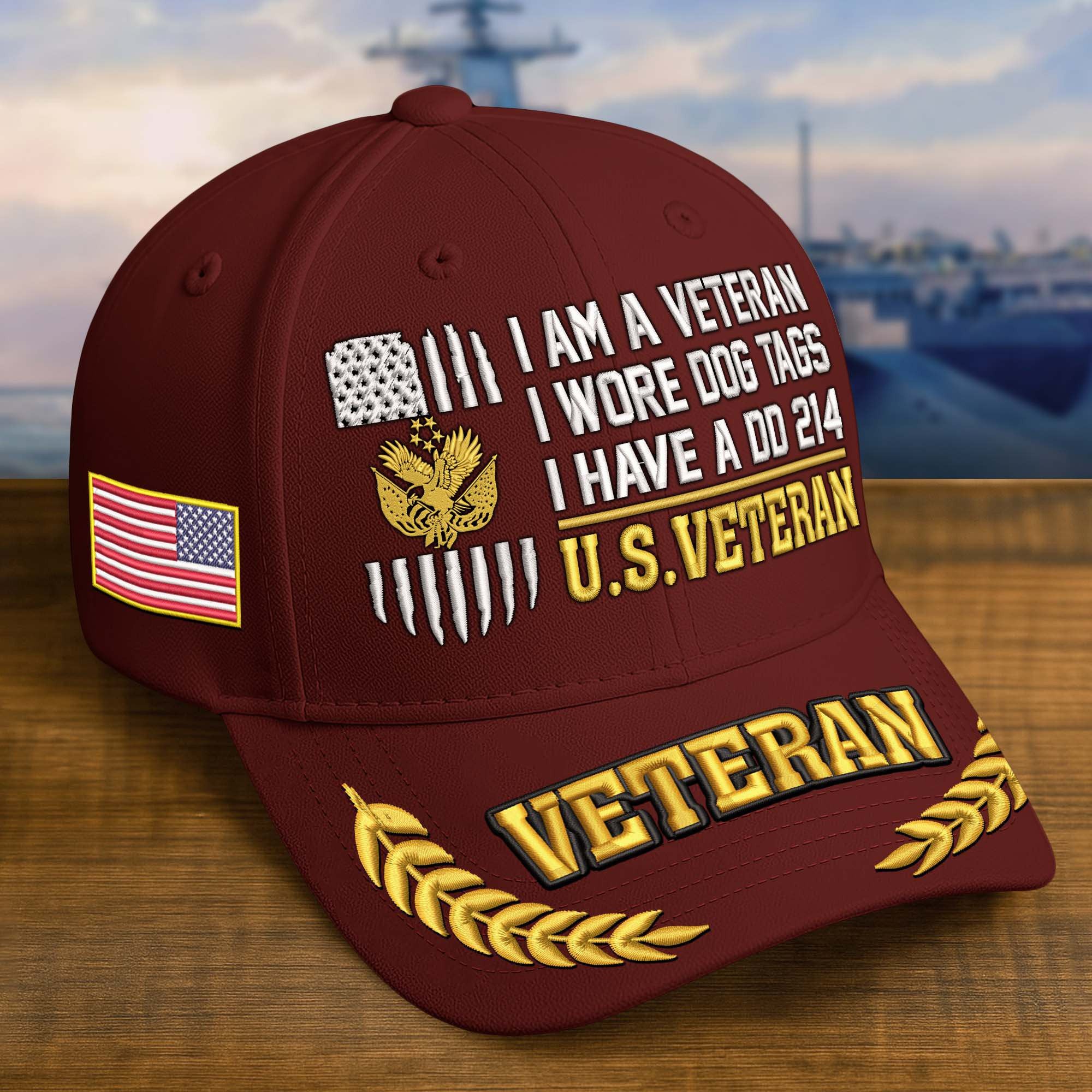 Premium Embroidered US Veterans Hats BPHN170711, Gifts for US Veterans, Gifts on Veterans Day