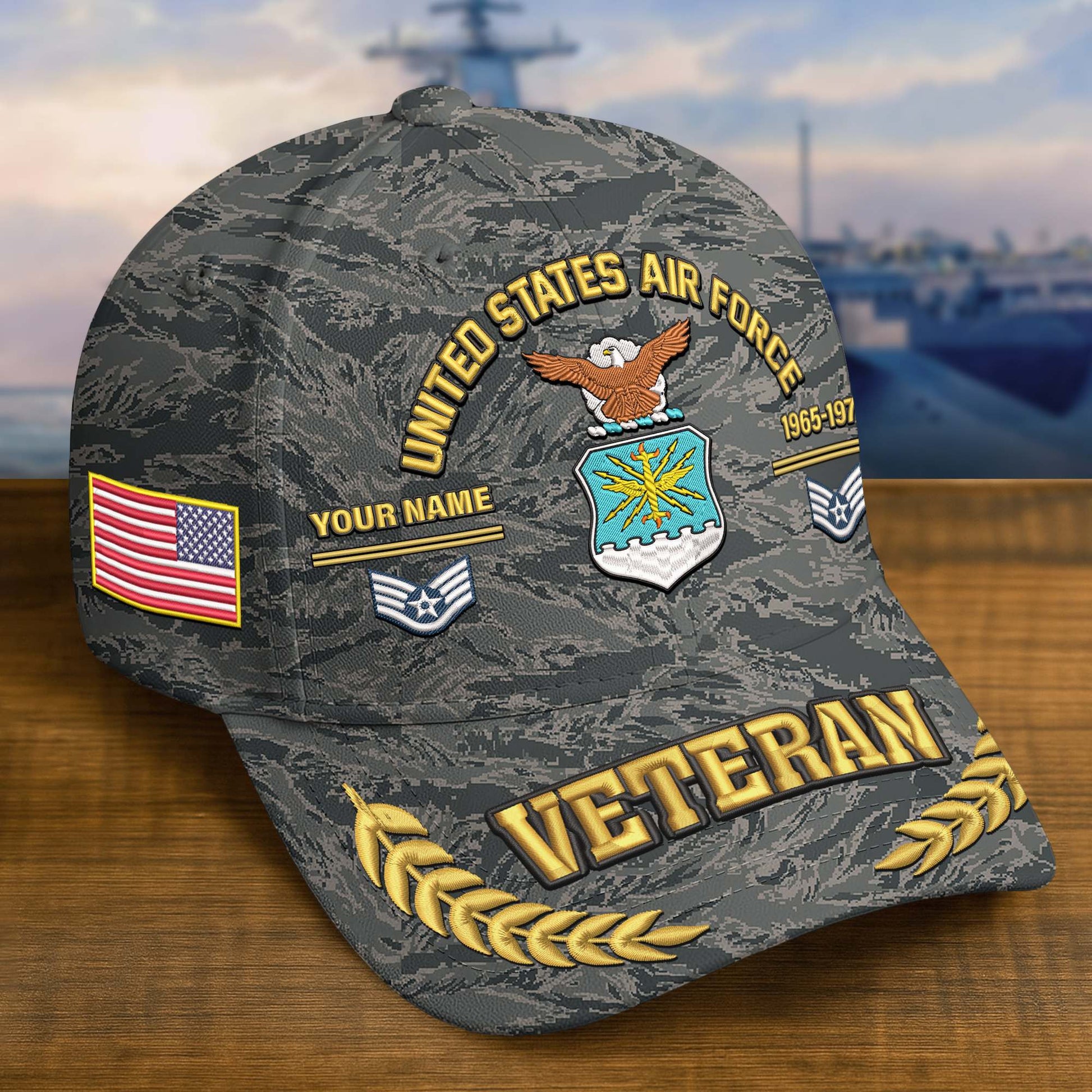 Premium Embroidered US Veterans Hats BPHN160712, Custom Name, Rank & Year, Gifts for US Veterans, Gifts on Veterans Day