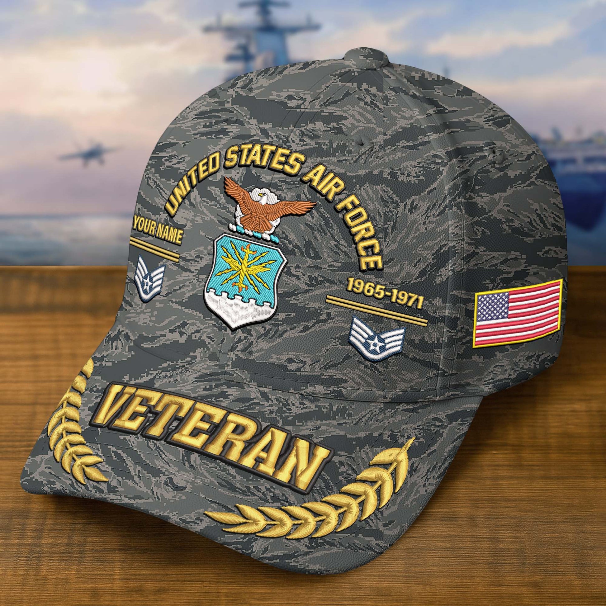 Premium Embroidered US Veterans Hats BPHN160712, Custom Name, Rank & Year, Gifts for US Veterans, Gifts on Veterans Day
