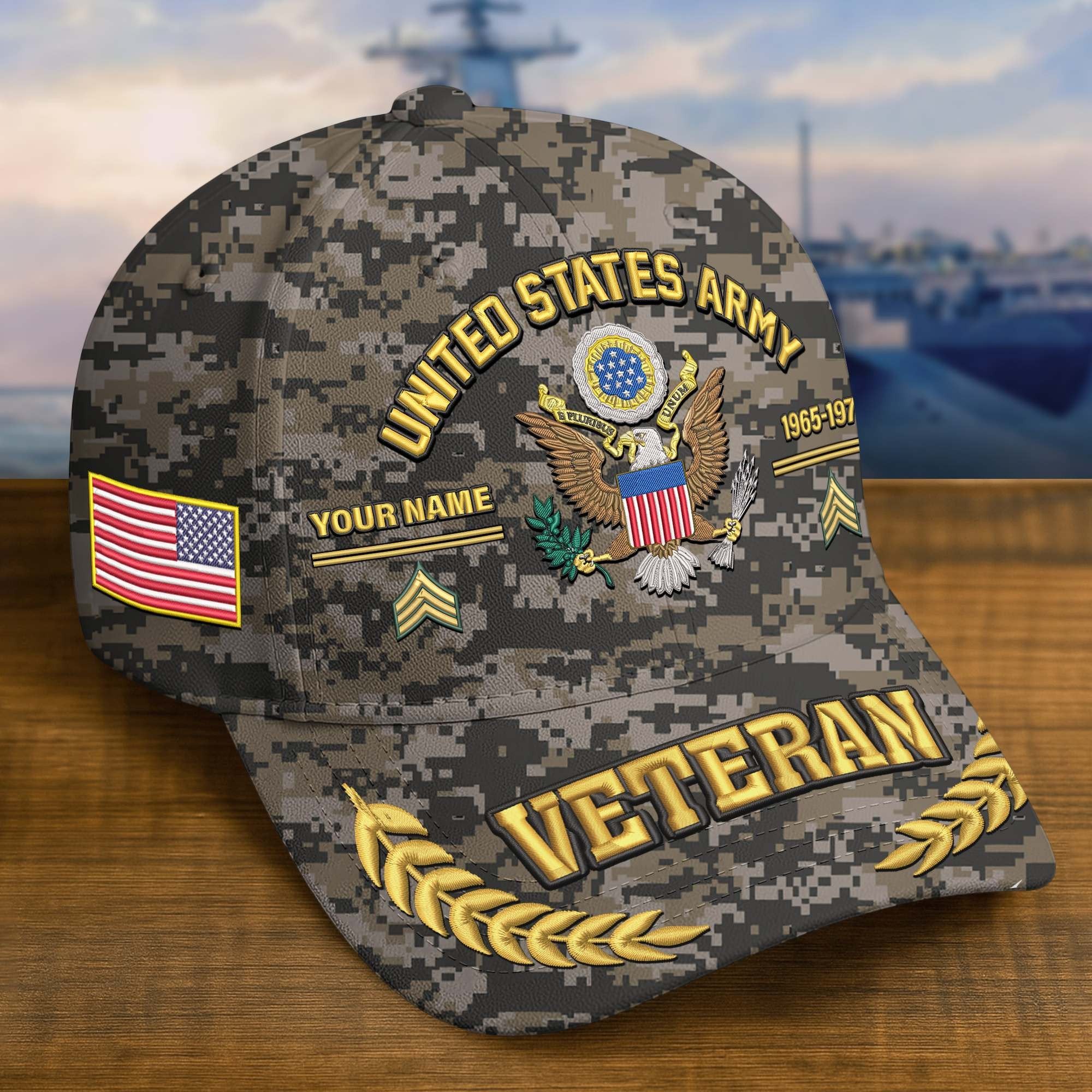 Premium Embroidered US Veterans Hats BPHN160712, Custom Name, Rank & Year, Gifts for US Veterans, Gifts on Veterans Day