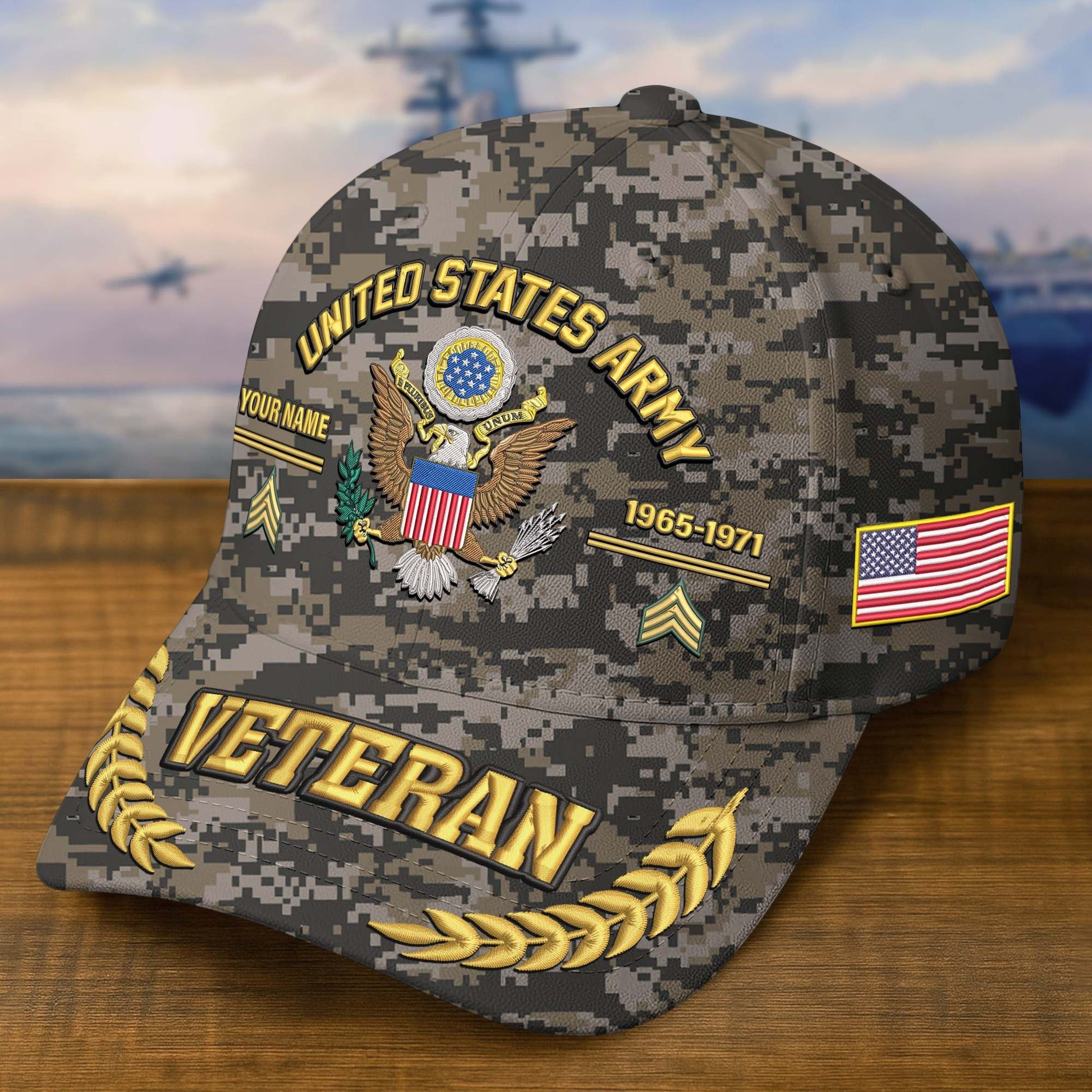 Premium Embroidered US Veterans Hats BPHN160712, Custom Name, Rank & Year, Gifts for US Veterans, Gifts on Veterans Day