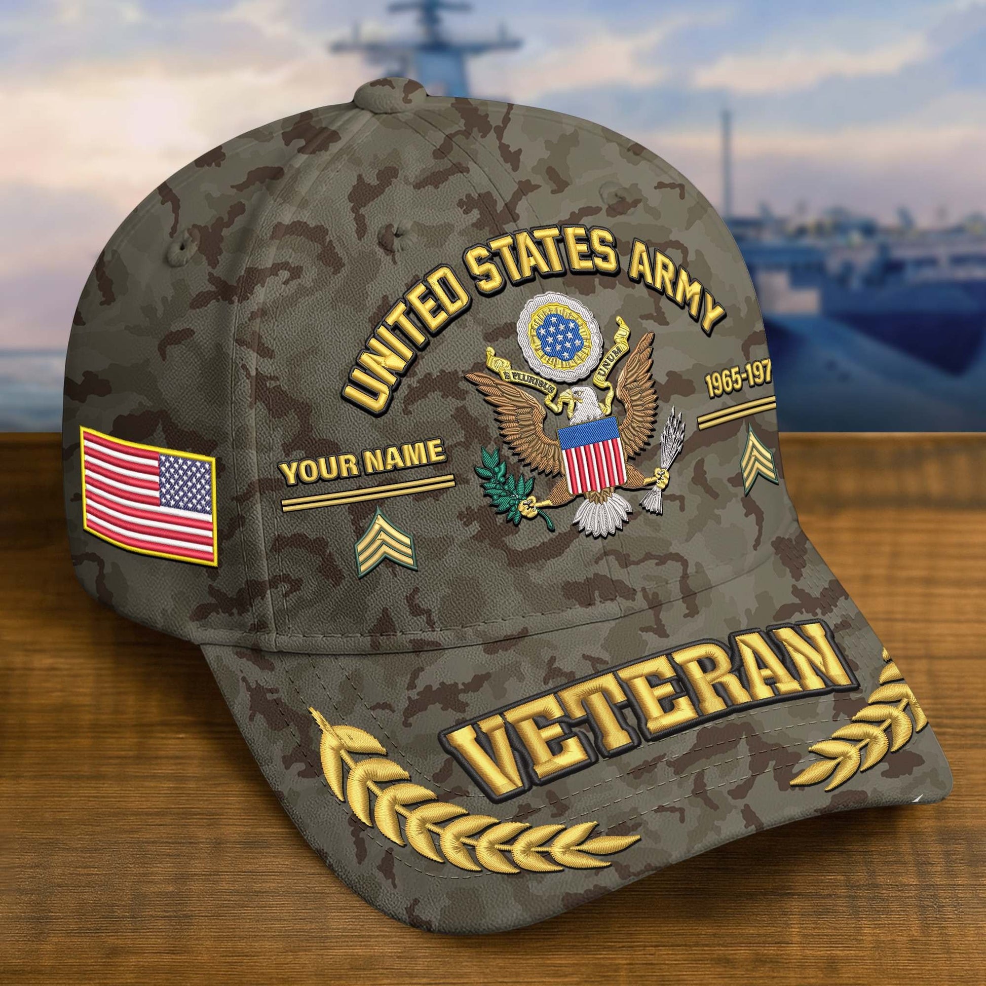 Premium Embroidered US Veterans Hats BPHN160712, Custom Name, Rank & Year, Gifts for US Veterans, Gifts on Veterans Day