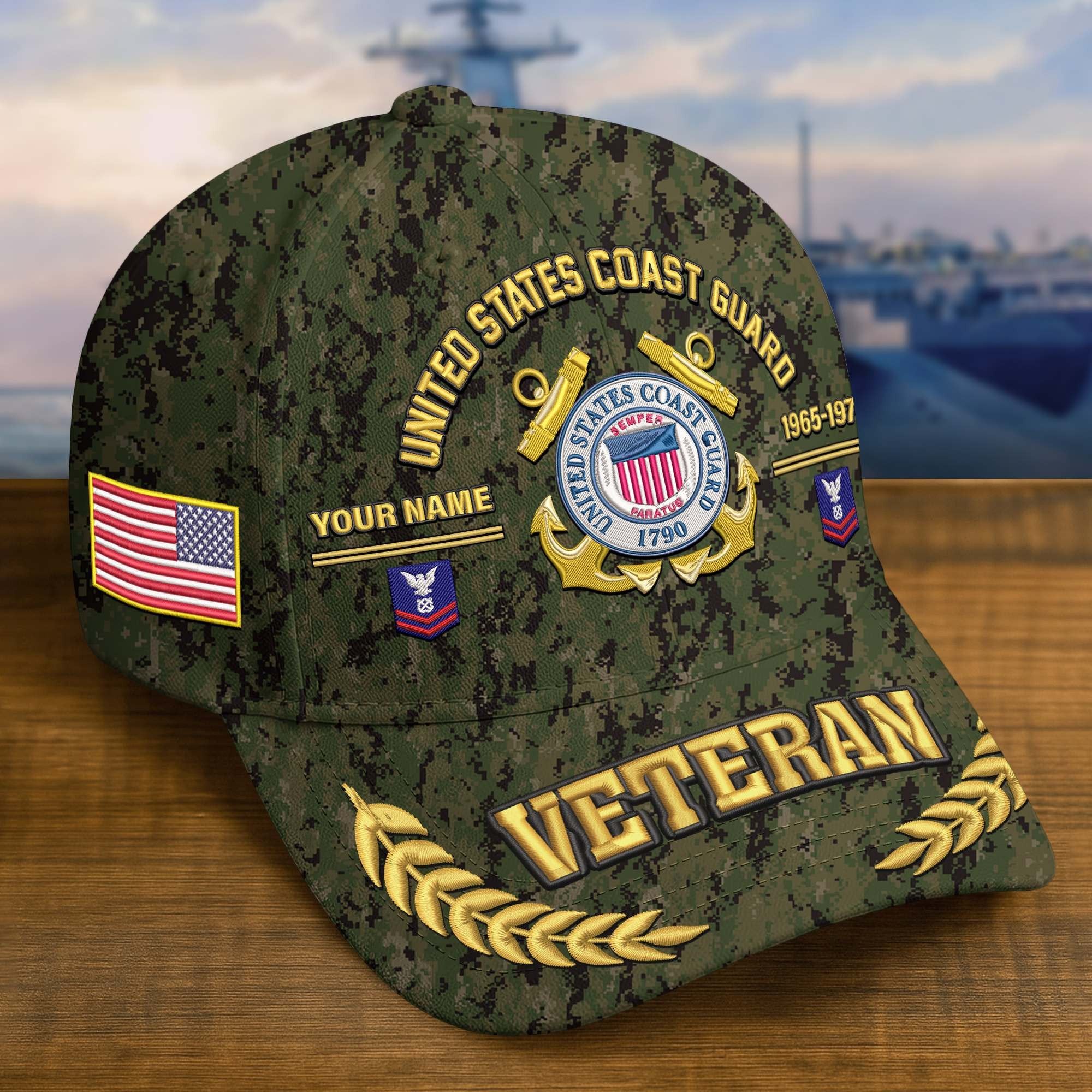 Premium Embroidered US Veterans Hats BPHN160712, Custom Name, Rank & Year, Gifts for US Veterans, Gifts on Veterans Day