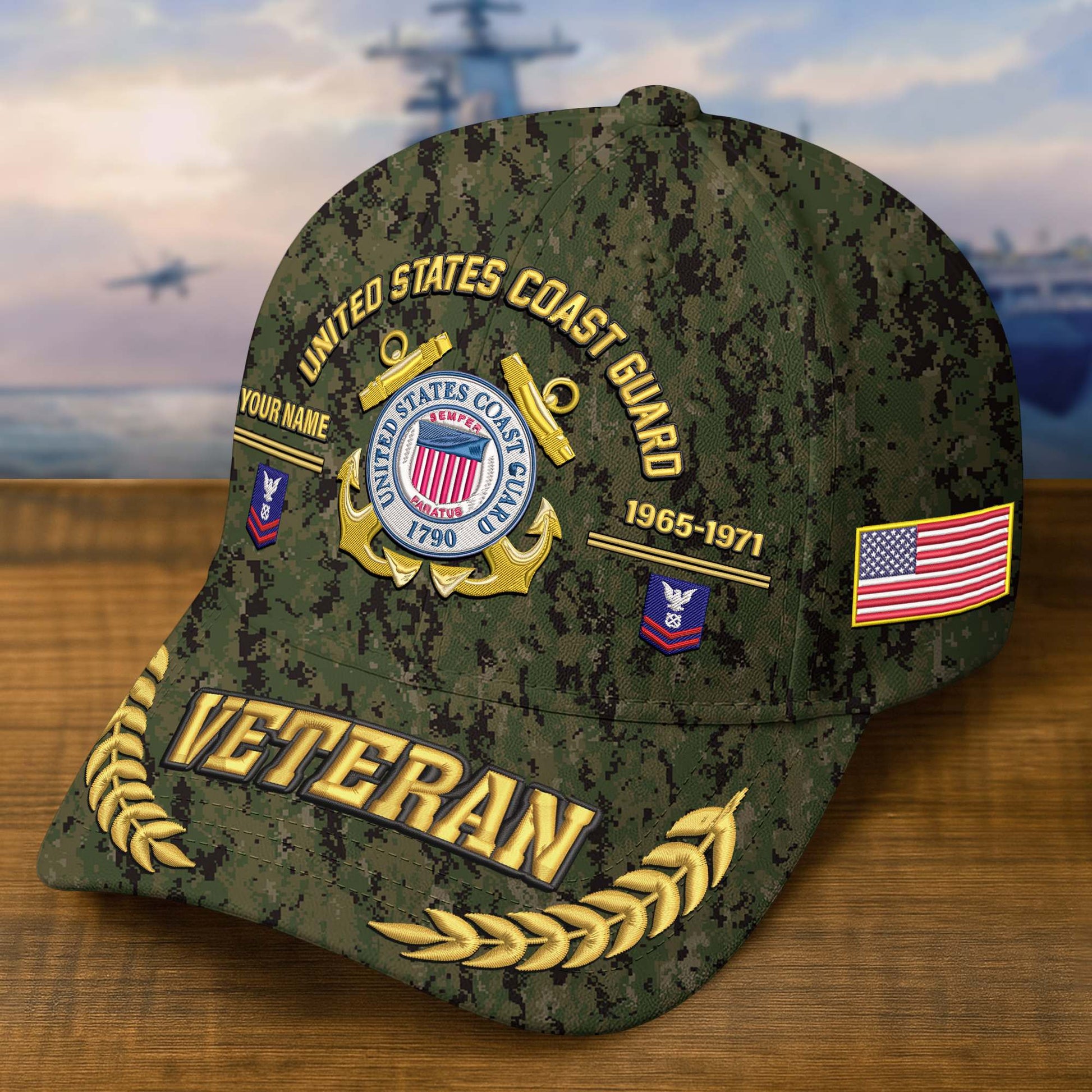 Premium Embroidered US Veterans Hats BPHN160712, Custom Name, Rank & Year, Gifts for US Veterans, Gifts on Veterans Day