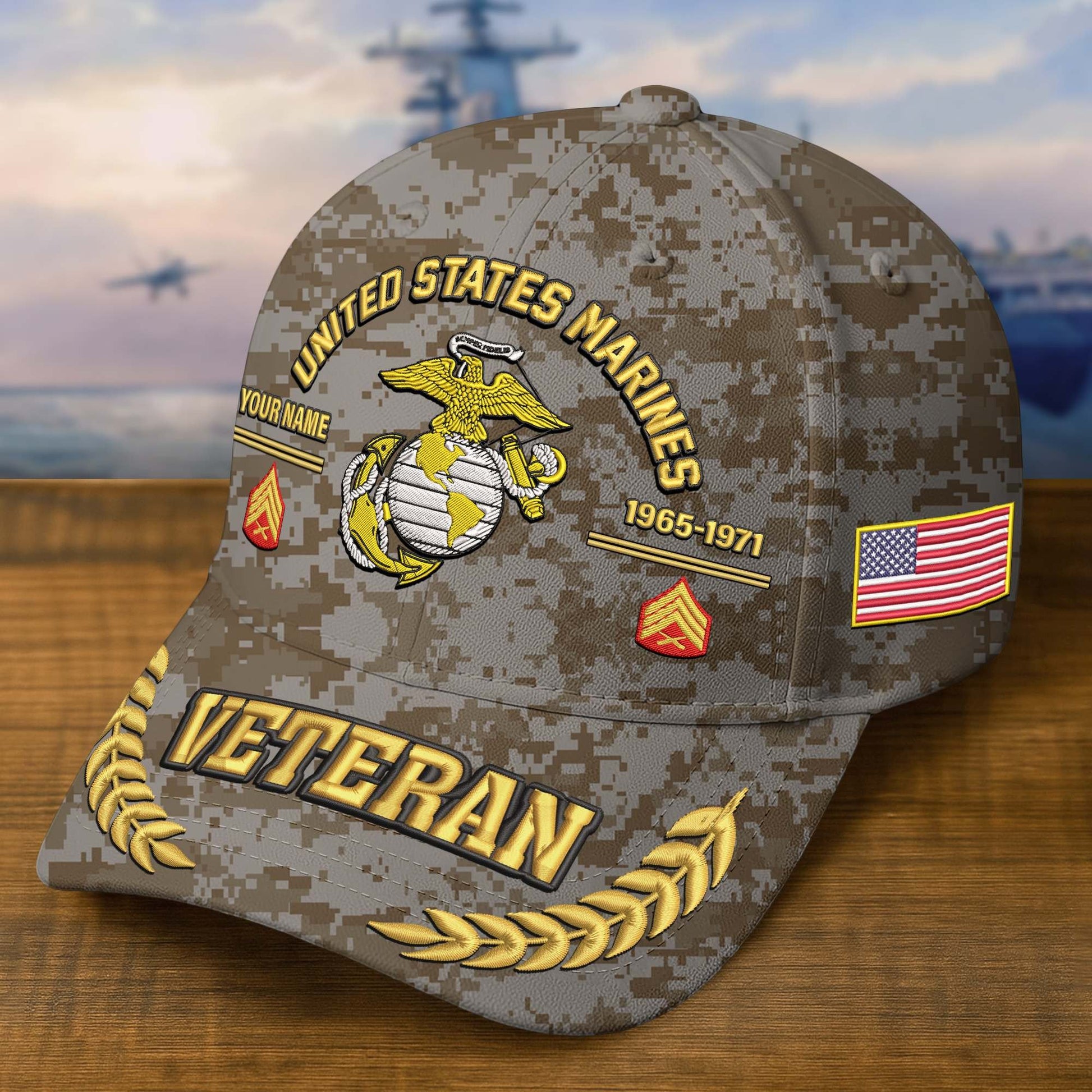 Premium Embroidered US Veterans Hats BPHN160712, Custom Name, Rank & Year, Gifts for US Veterans, Gifts on Veterans Day