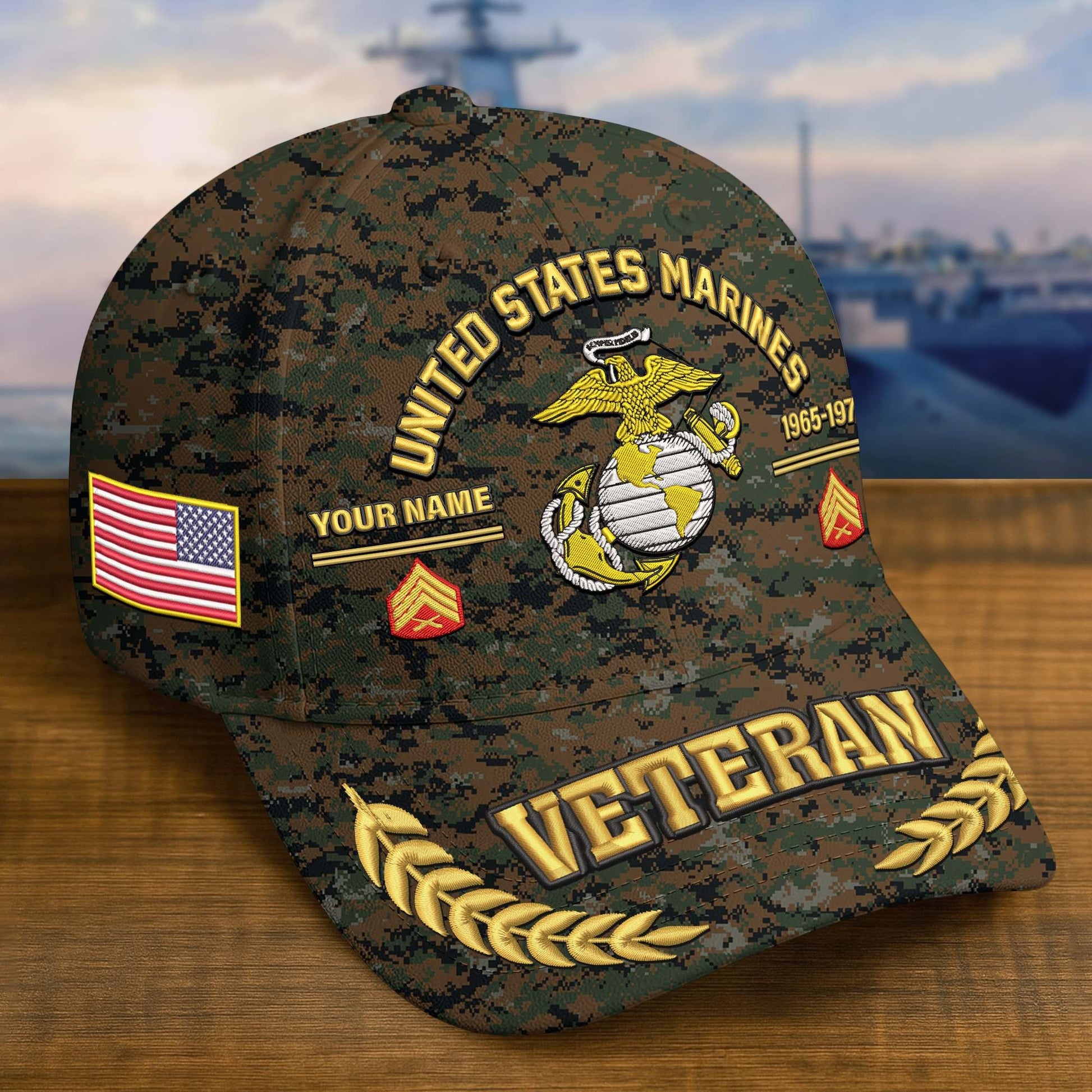 Premium Embroidered US Veterans Hats BPHN160712, Custom Name, Rank & Year, Gifts for US Veterans, Gifts on Veterans Day