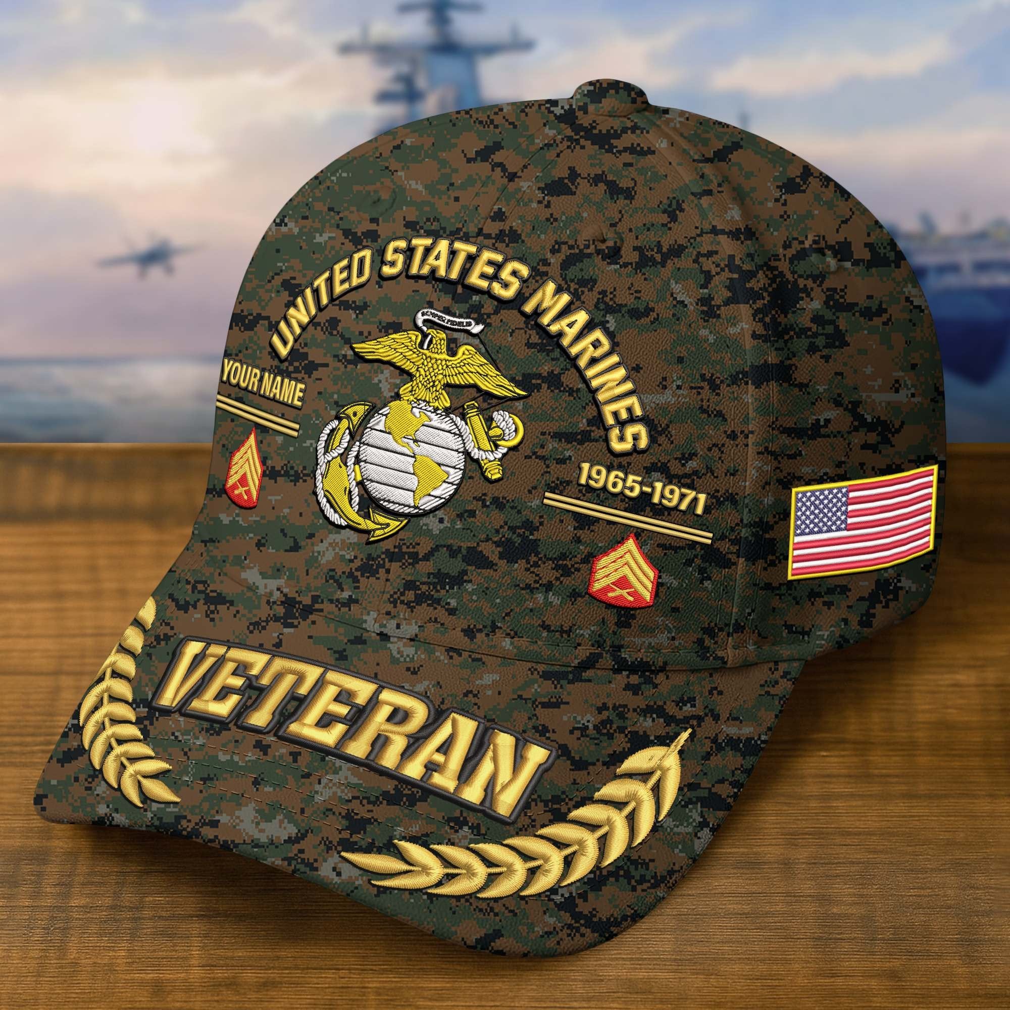 Premium Embroidered US Veterans Hats BPHN160712, Custom Name, Rank & Year, Gifts for US Veterans, Gifts on Veterans Day