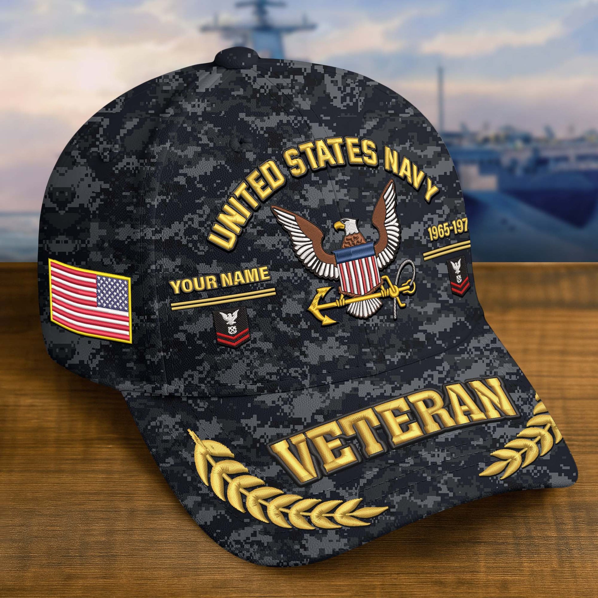 Premium Embroidered US Veterans Hats BPHN160712, Custom Name, Rank & Year, Gifts for US Veterans, Gifts on Veterans Day
