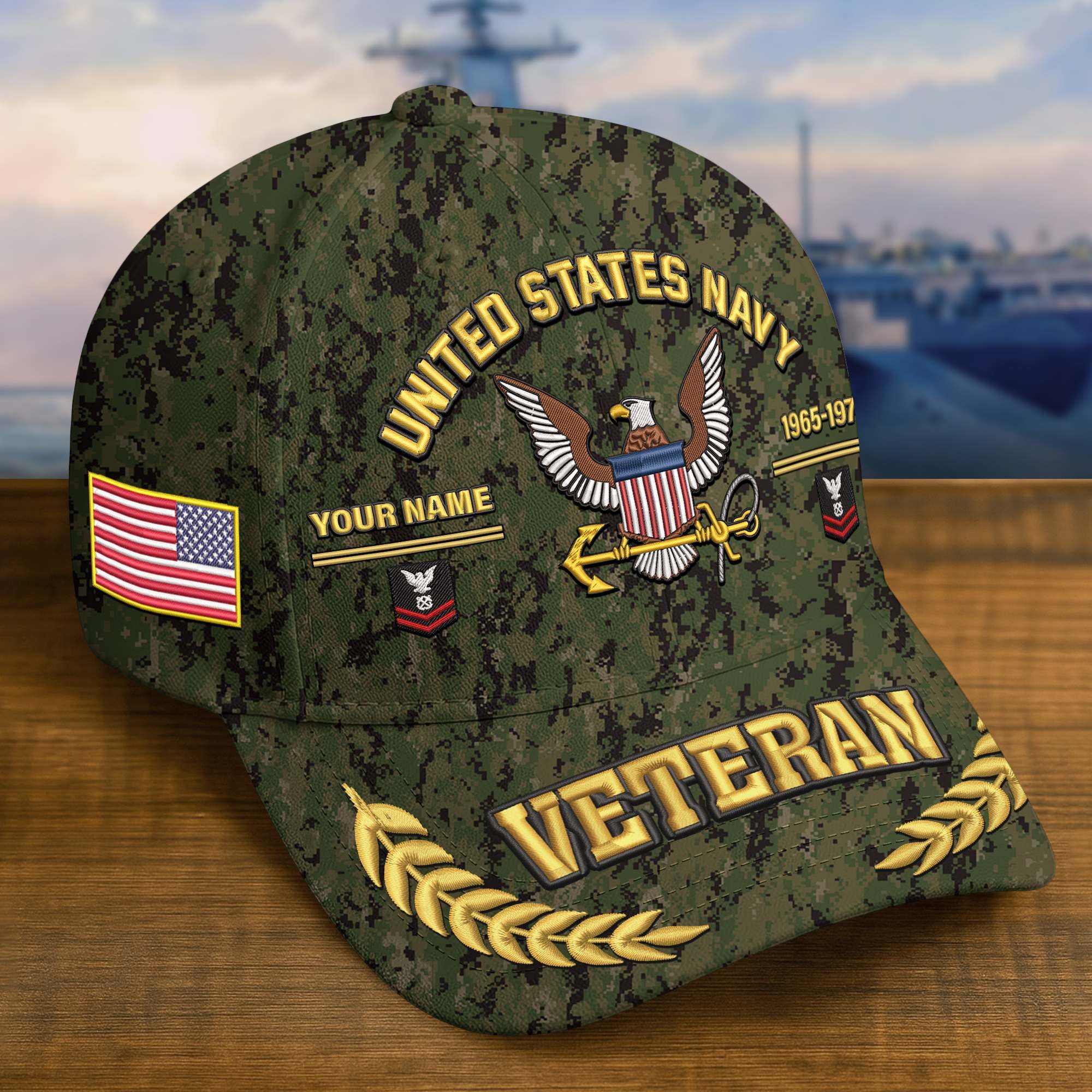 Premium Embroidered US Veterans Hats BPHN160712, Custom Name, Rank & Year, Gifts for US Veterans, Gifts on Veterans Day