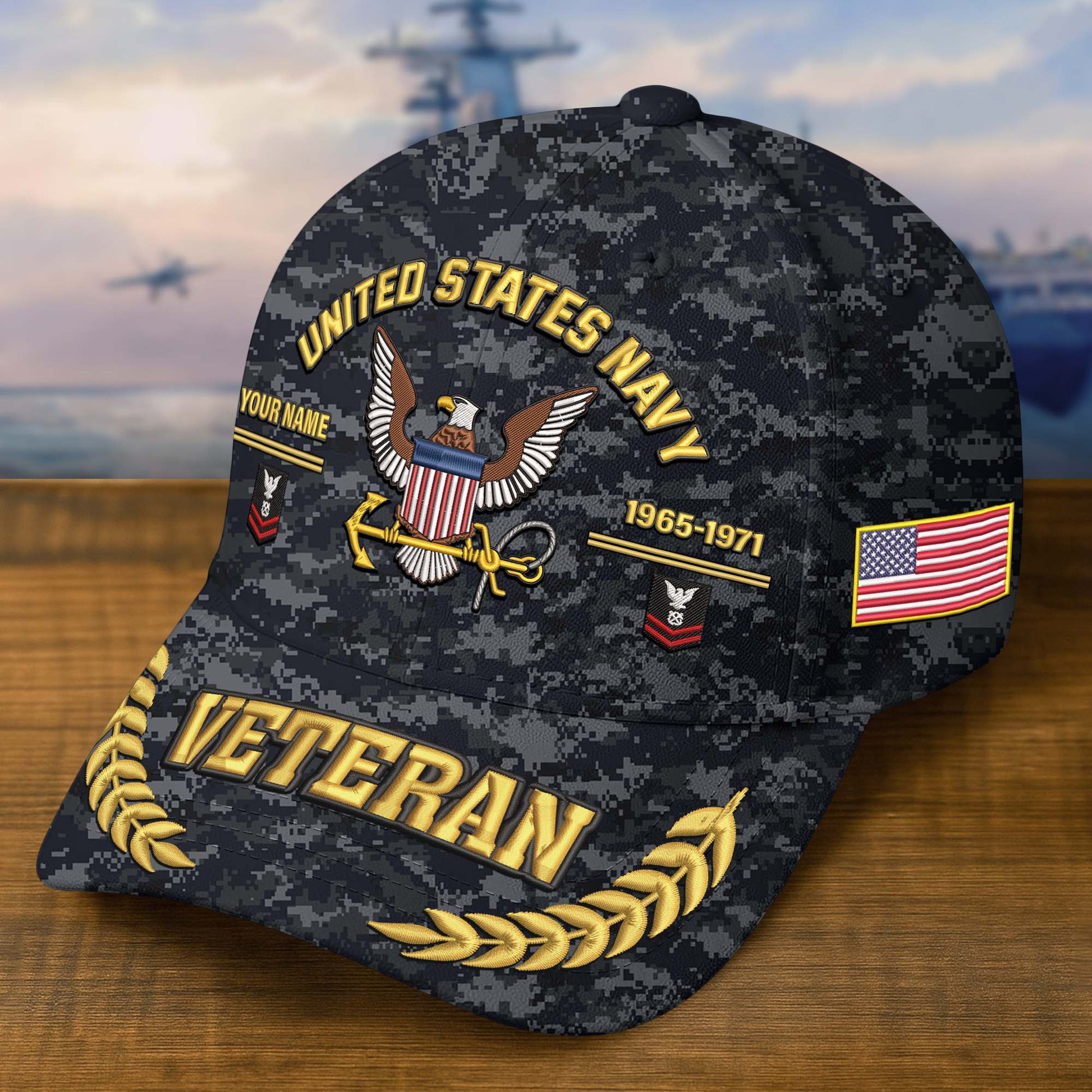 Premium Embroidered US Veterans Hats BPHN160712, Custom Name, Rank & Year, Gifts for US Veterans, Gifts on Veterans Day