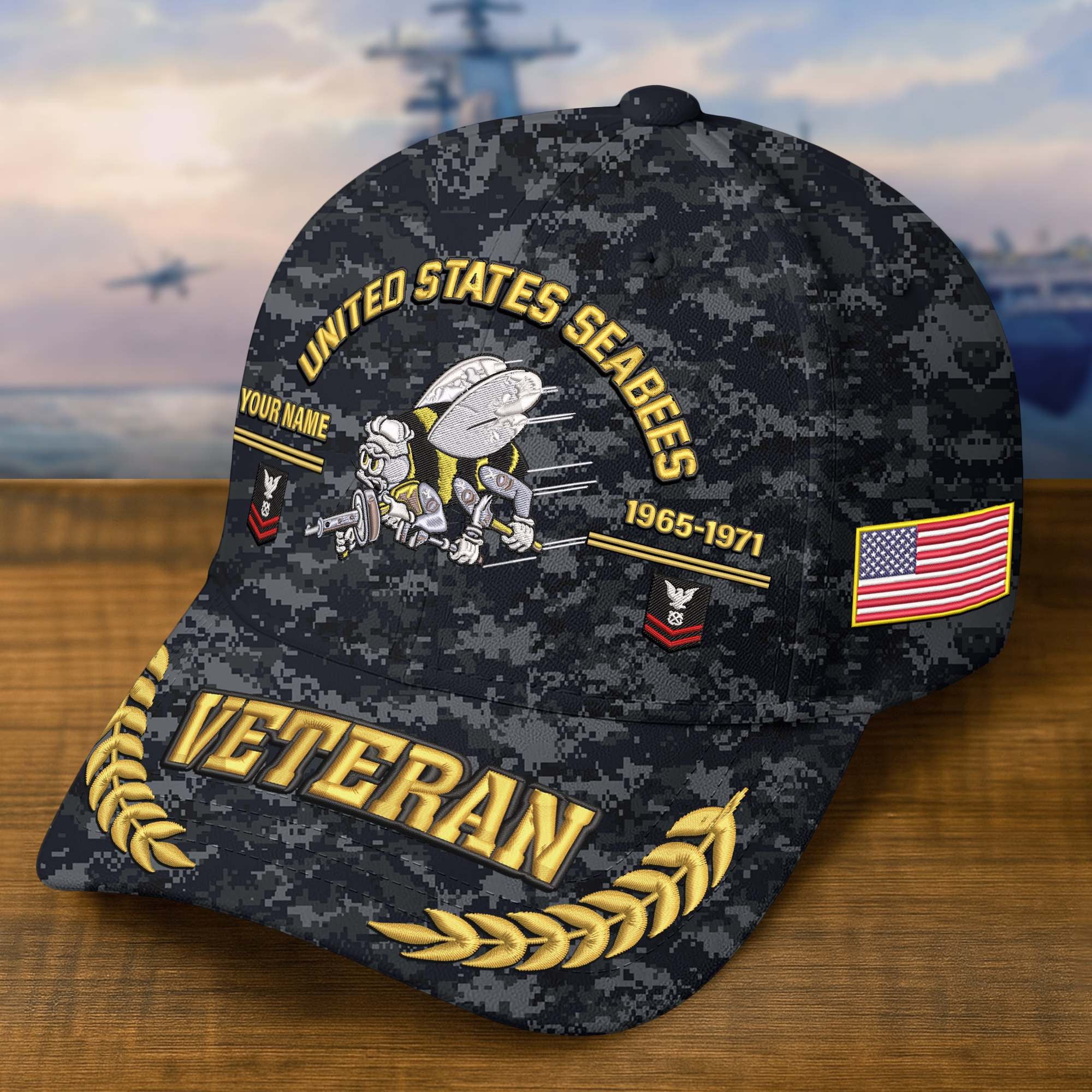 Premium Embroidered US Veterans Hats BPHN160712, Custom Name, Rank & Year, Gifts for US Veterans, Gifts on Veterans Day
