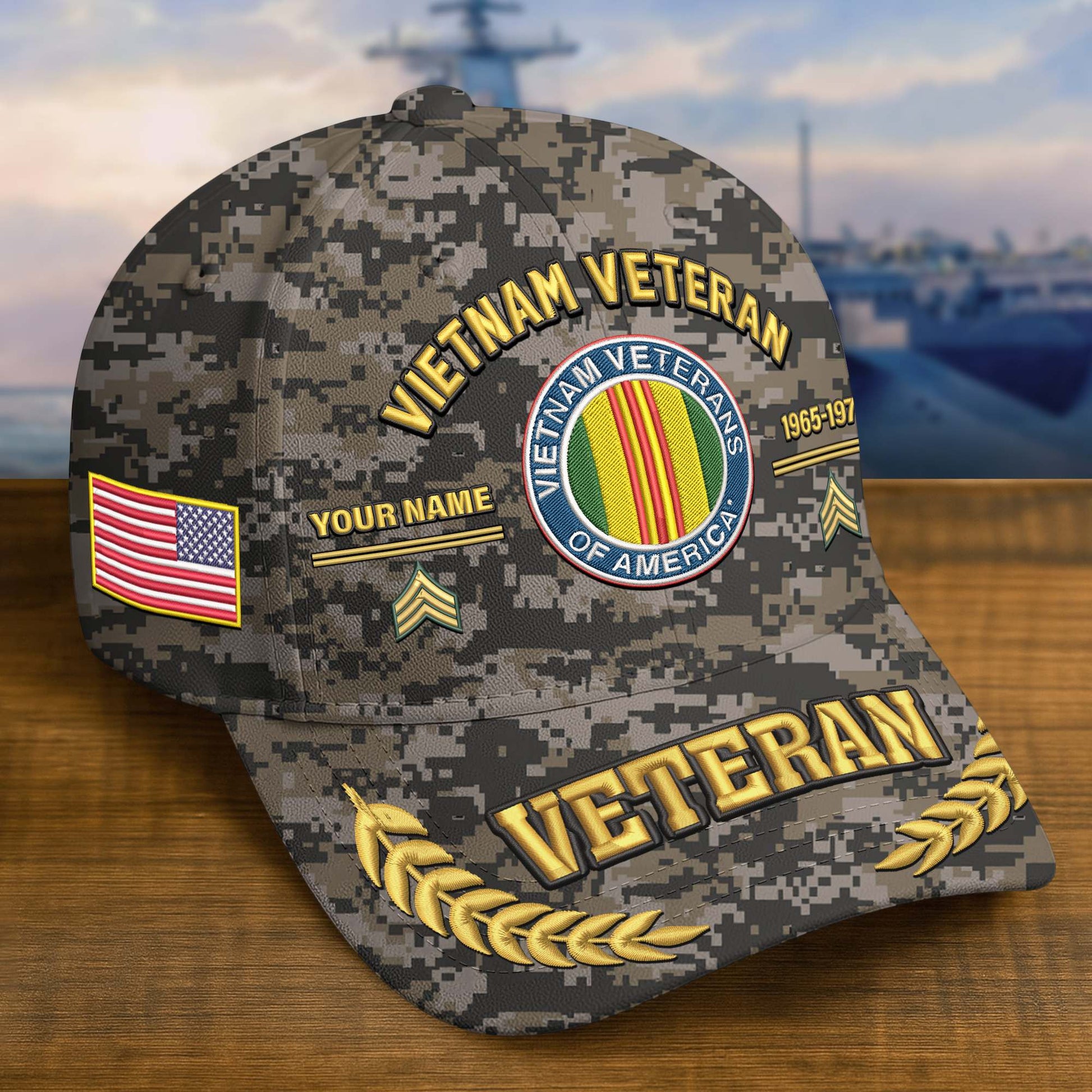 Premium Embroidered US Veterans Hats BPHN160712, Custom Name, Rank & Year, Gifts for US Veterans, Gifts on Veterans Day