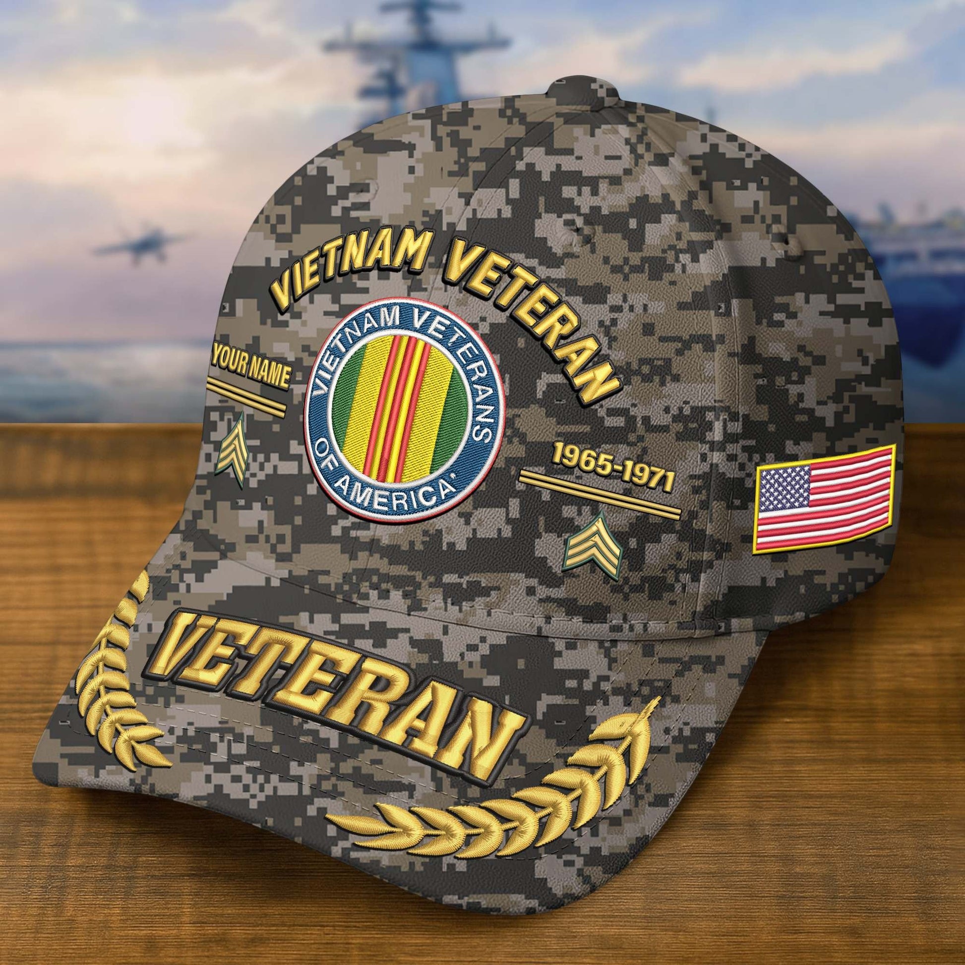 Premium Embroidered US Veterans Hats BPHN160712, Custom Name, Rank & Year, Gifts for US Veterans, Gifts on Veterans Day