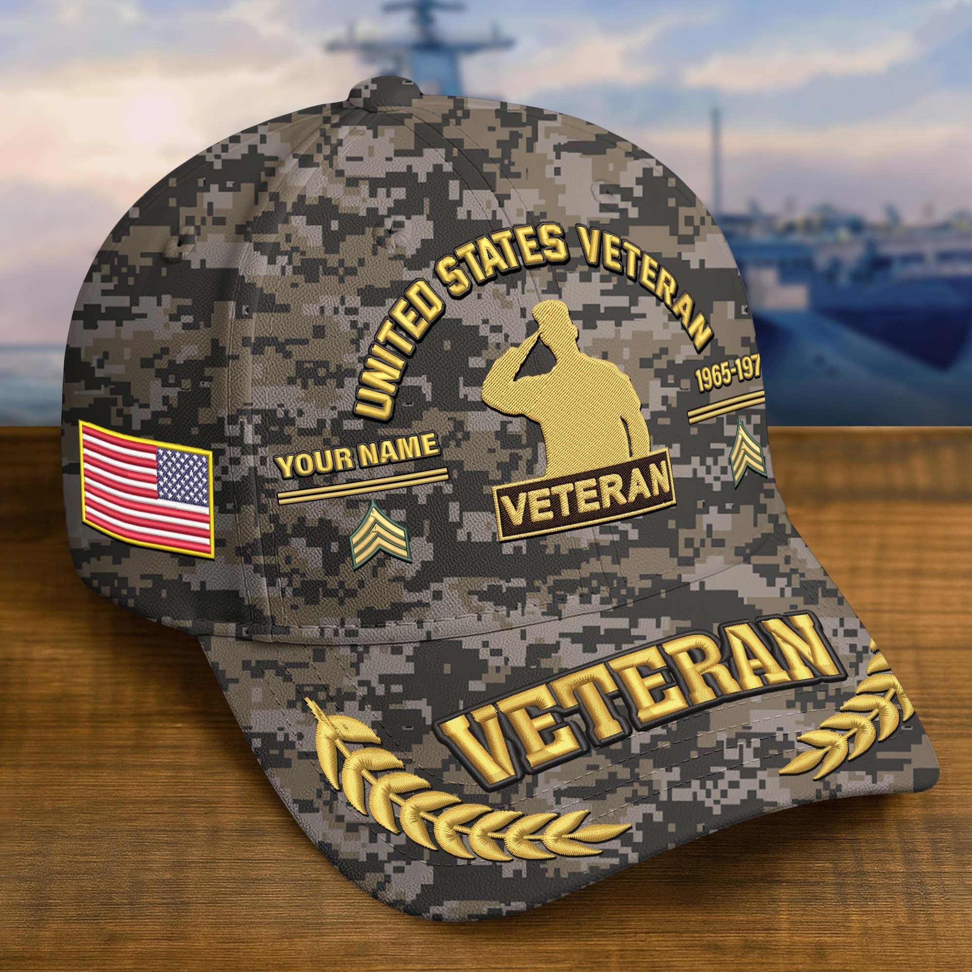 Premium Embroidered US Veterans Hats BPHN160712, Custom Name, Rank & Year, Gifts for US Veterans, Gifts on Veterans Day