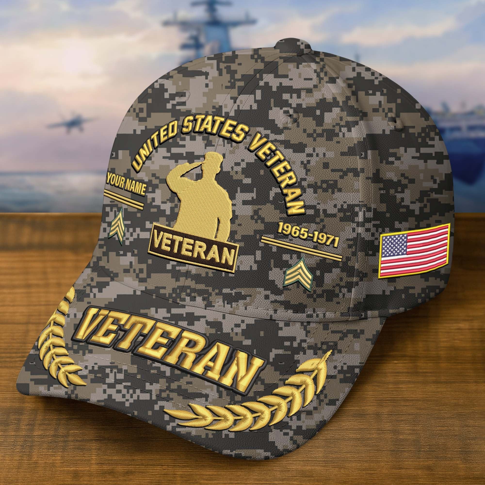 Premium Embroidered US Veterans Hats BPHN160712, Custom Name, Rank & Year, Gifts for US Veterans, Gifts on Veterans Day