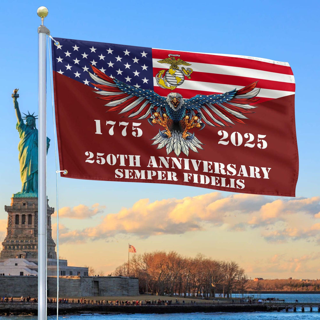 Premium USMC Grommet Flag VPVC120004, 250th Anniversary Marine Corps Flag, Gifts For Marine Veteran, Best Gifts On Father's Day, Veterans Day.