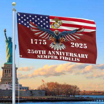 Premium USMC Grommet Flag VPVC120004, 250th Anniversary Marine Corps Flag, Gifts For Marine Veteran, Best Gifts On Father's Day, Veterans Day.