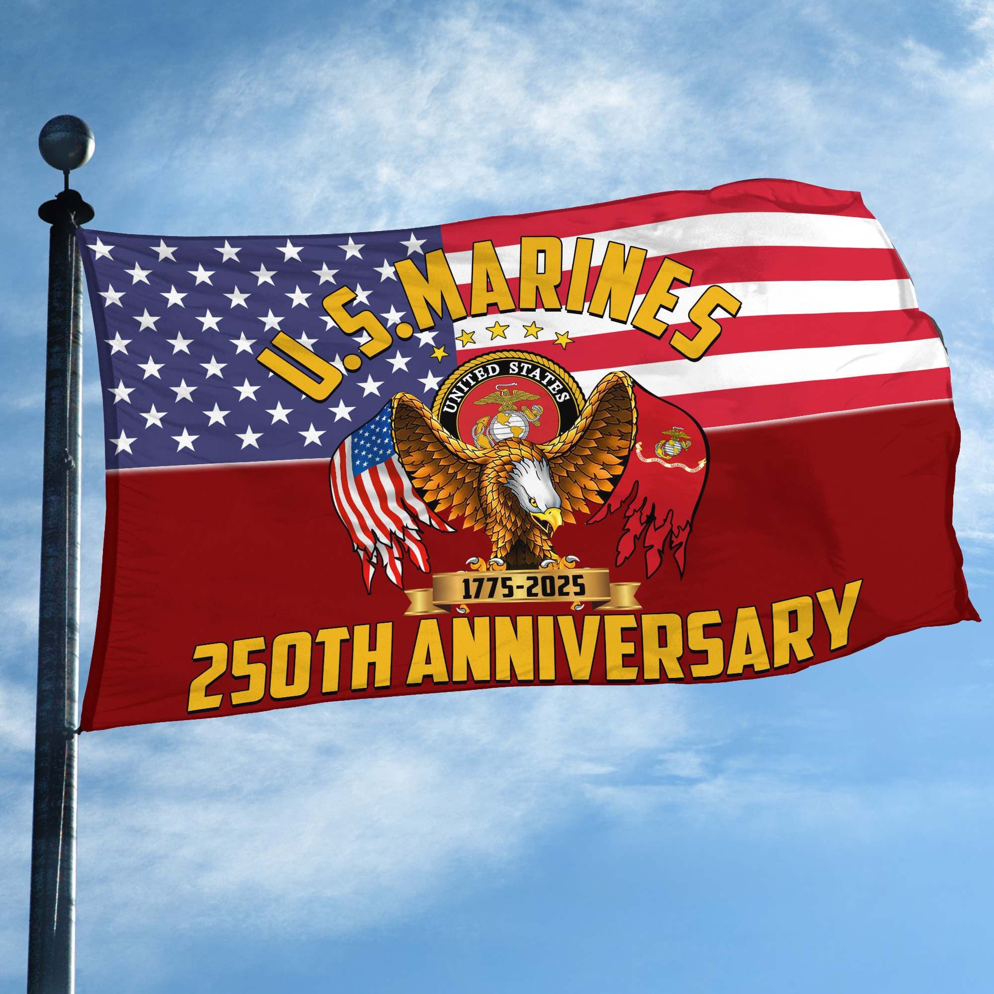 Premium USMC Grommet Flag VPVC120026, 250th Anniversary Marine Corps Flag, Gifts For Marine Veteran, Best Gifts On Father's Day, Veterans Day.