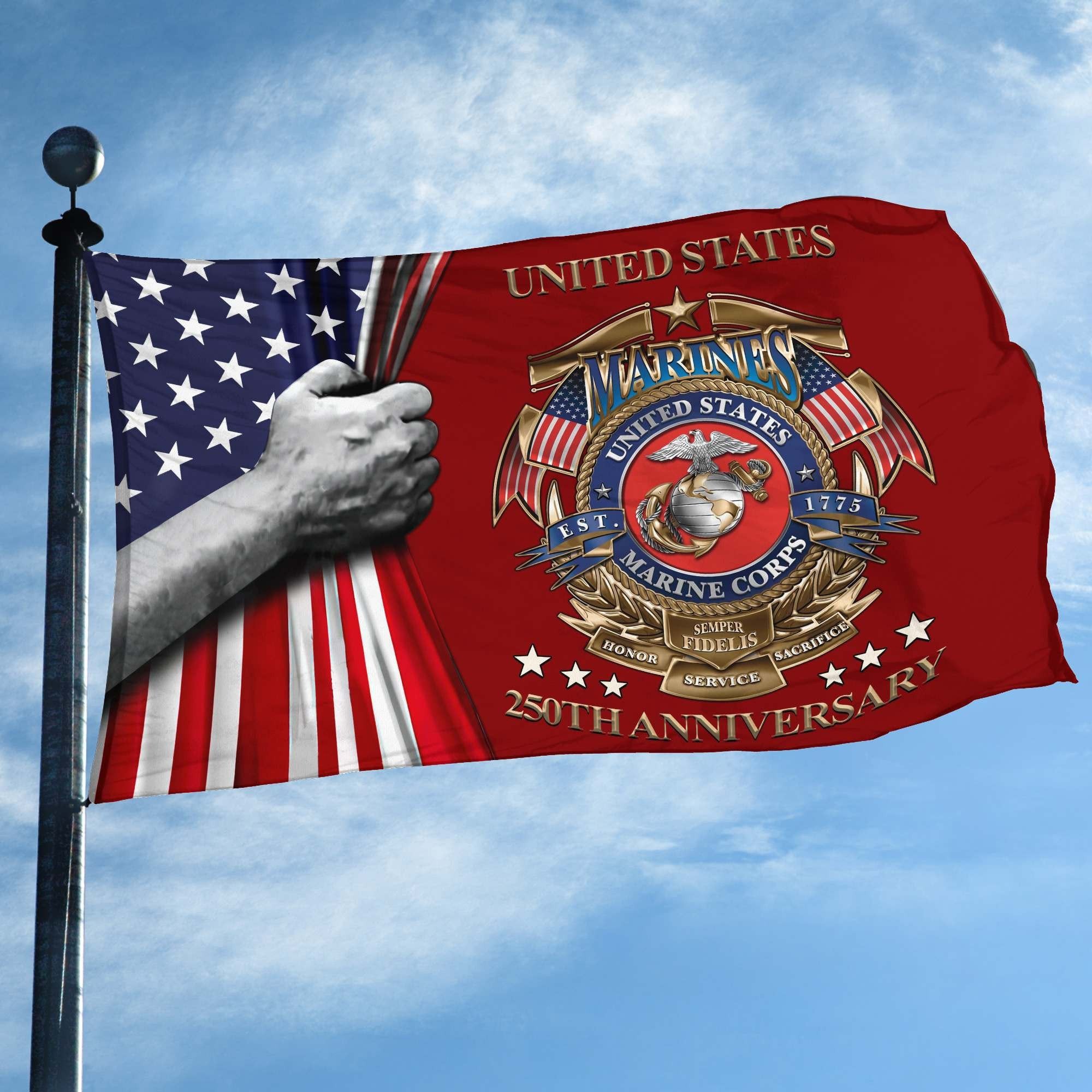 Premium USMC Grommet Flag VPVC120036, 250th Anniversary Marine Corps Flag, Gifts For Marine Veteran, Best Gifts On Father's Day, Veterans Day.