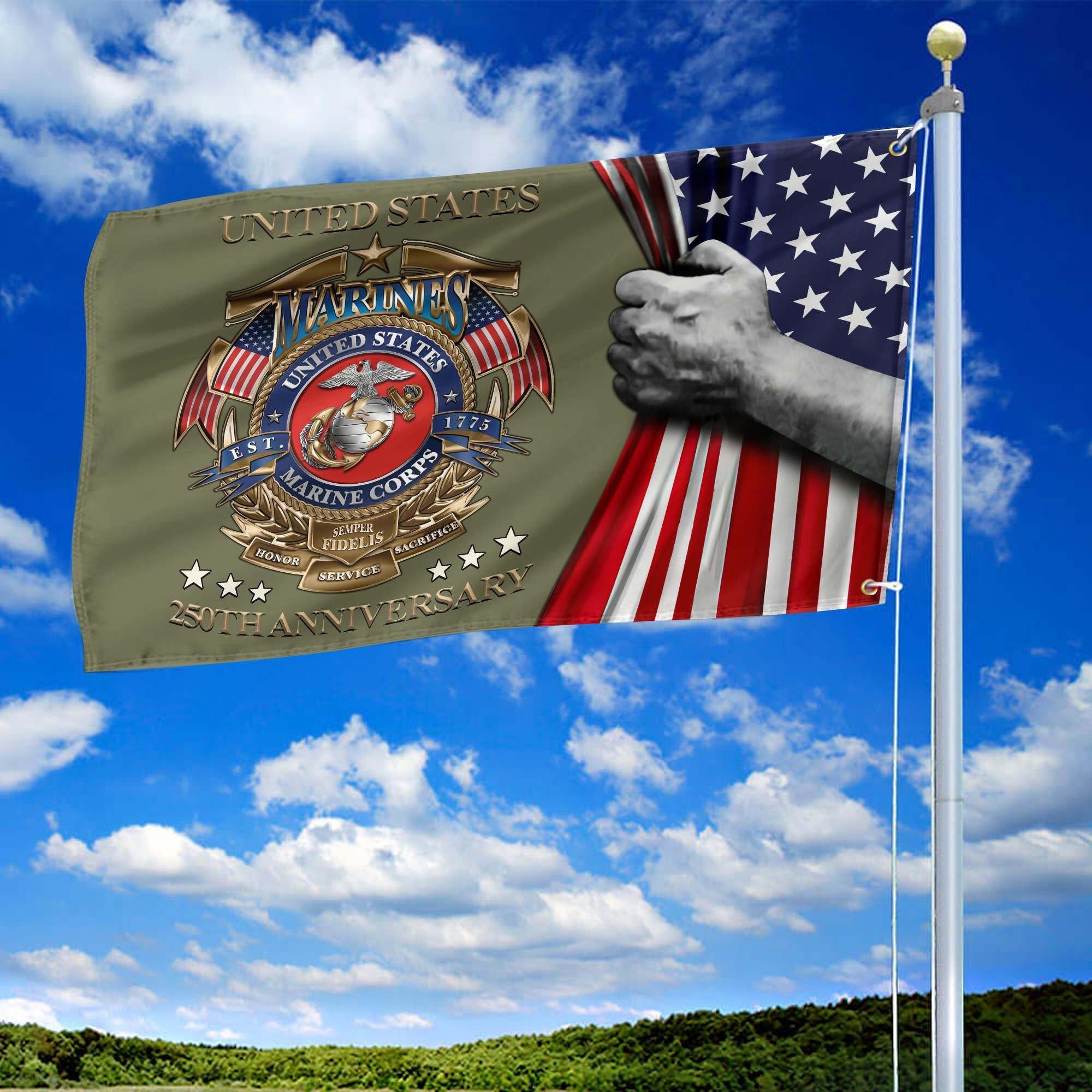 Premium USMC Grommet Flag VPVC120037, 250th Anniversary Marine Corps Flag, Gifts For Marine Veteran, Best Gifts On Father's Day, Veterans Day.
