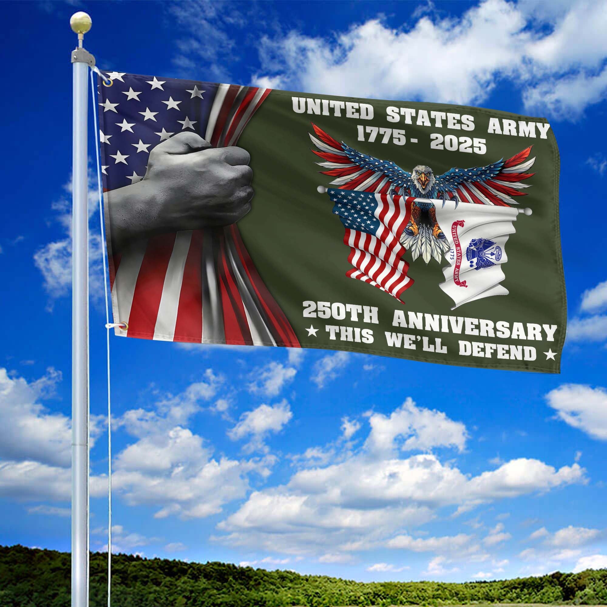 Premium 250th Anniversary Of The Army Grommet Flag VPVC120008, Gifts For Army Veteran, Best Gifts On Father's Day, Veterans Day.