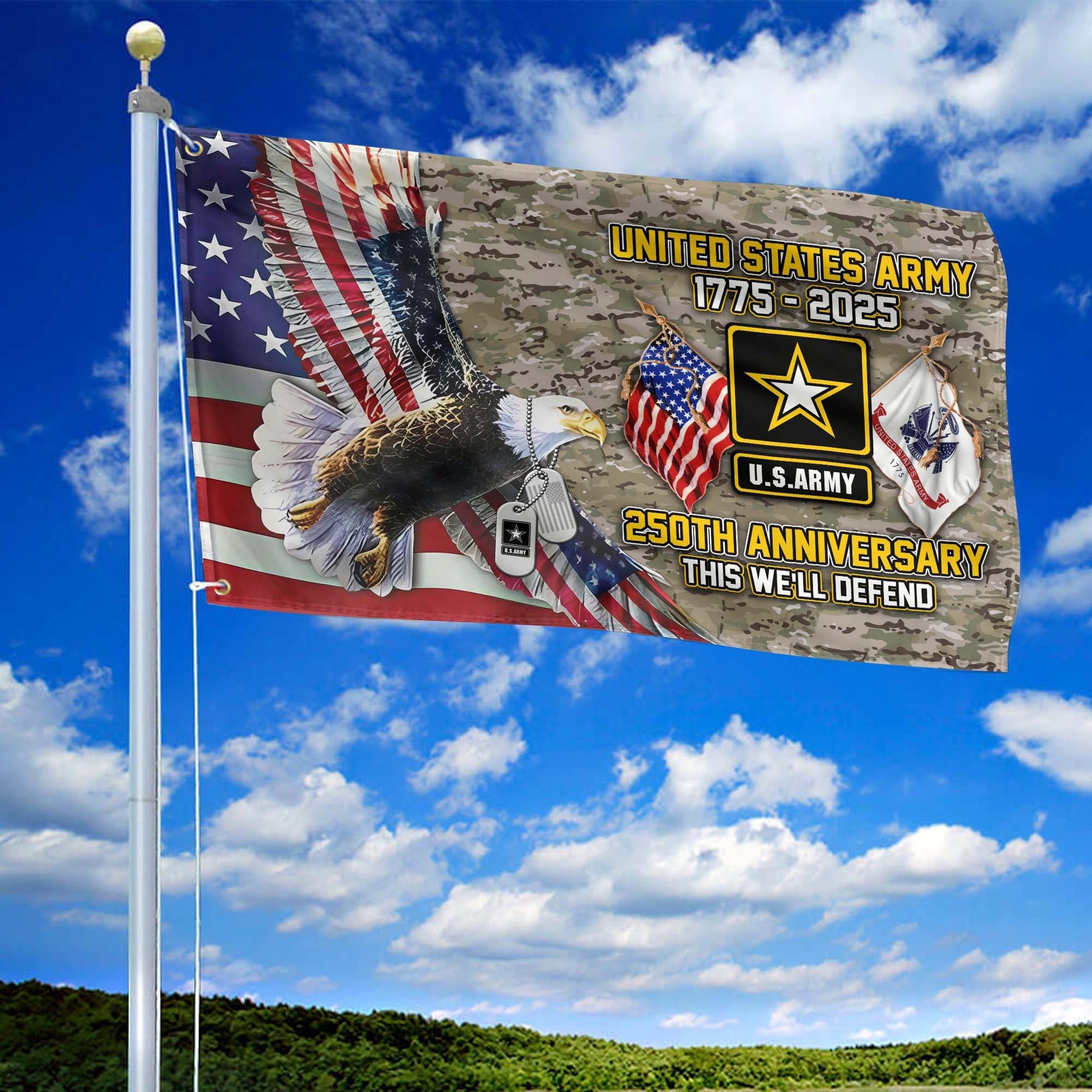 Premium 250th Anniversary Of The Army Grommet Flag VPVC120014, Gifts For Army Veteran, Best Gifts On Father's Day, Veterans Day.