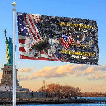 Premium US Navy Grommet Flag VPVC120015, 250th Anniversary Navy Flag, Gifts For Navy Veteran, Best Gifts On Father's Day, Veterans Day.