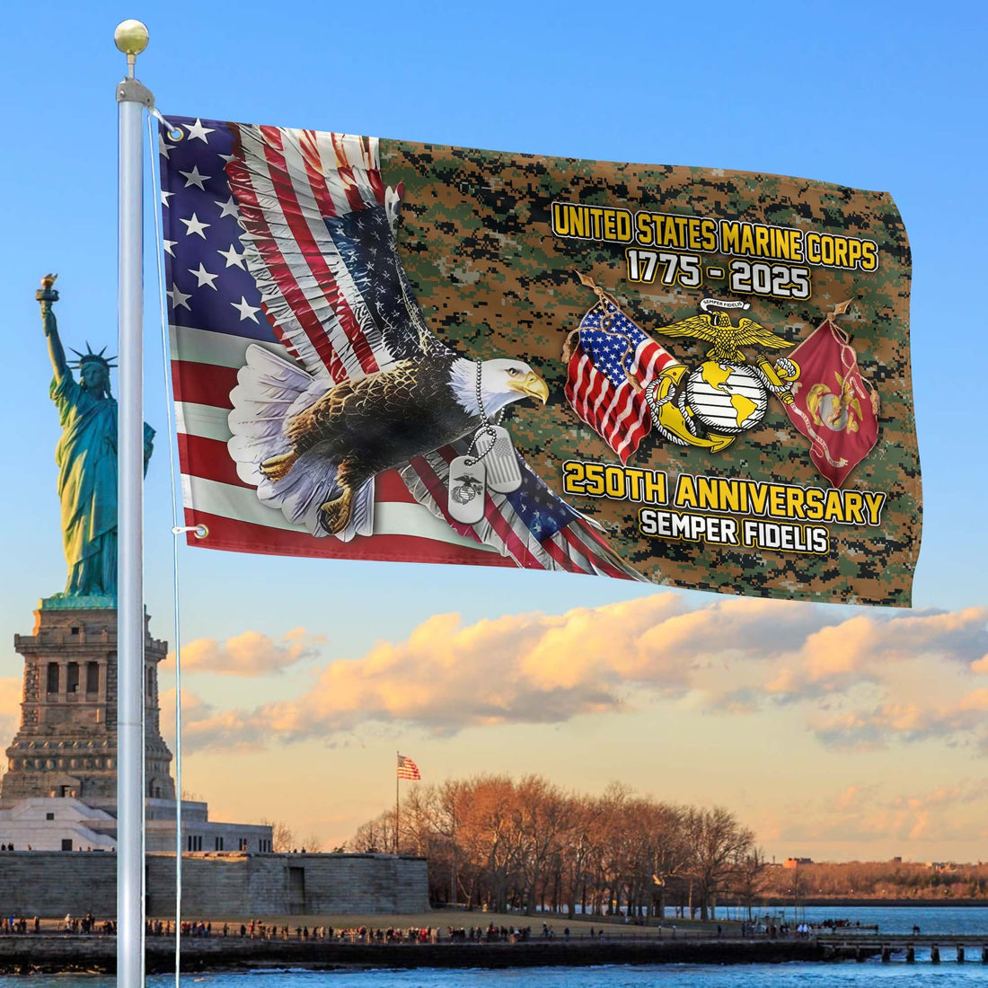 Premium USMC Grommet Flag VPVC120016, 250th Anniversary Marine Corps Flag, Gifts For Marine Veteran, Best Gifts On Father's Day, Veterans Day.