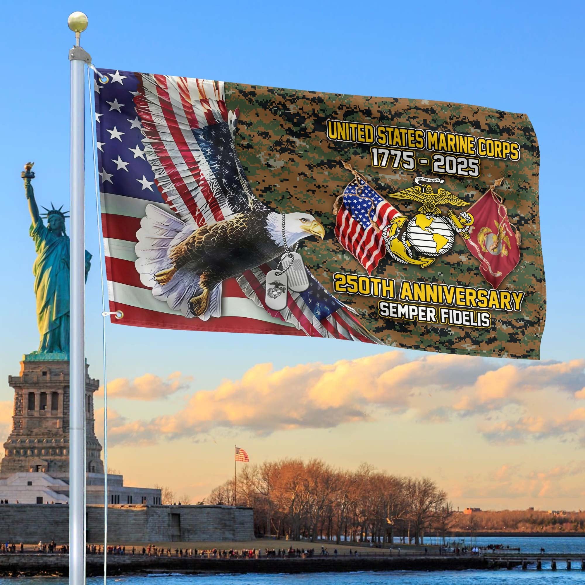 Premium USMC Grommet Flag VPVC120016, 250th Anniversary Marine Corps Flag, Gifts For Marine Veteran, Best Gifts On Father's Day, Veterans Day.