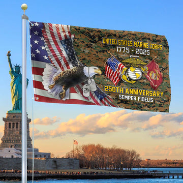 Premium USMC Grommet Flag VPVC120016, 250th Anniversary Marine Corps Flag, Gifts For Marine Veteran, Best Gifts On Father's Day, Veterans Day.