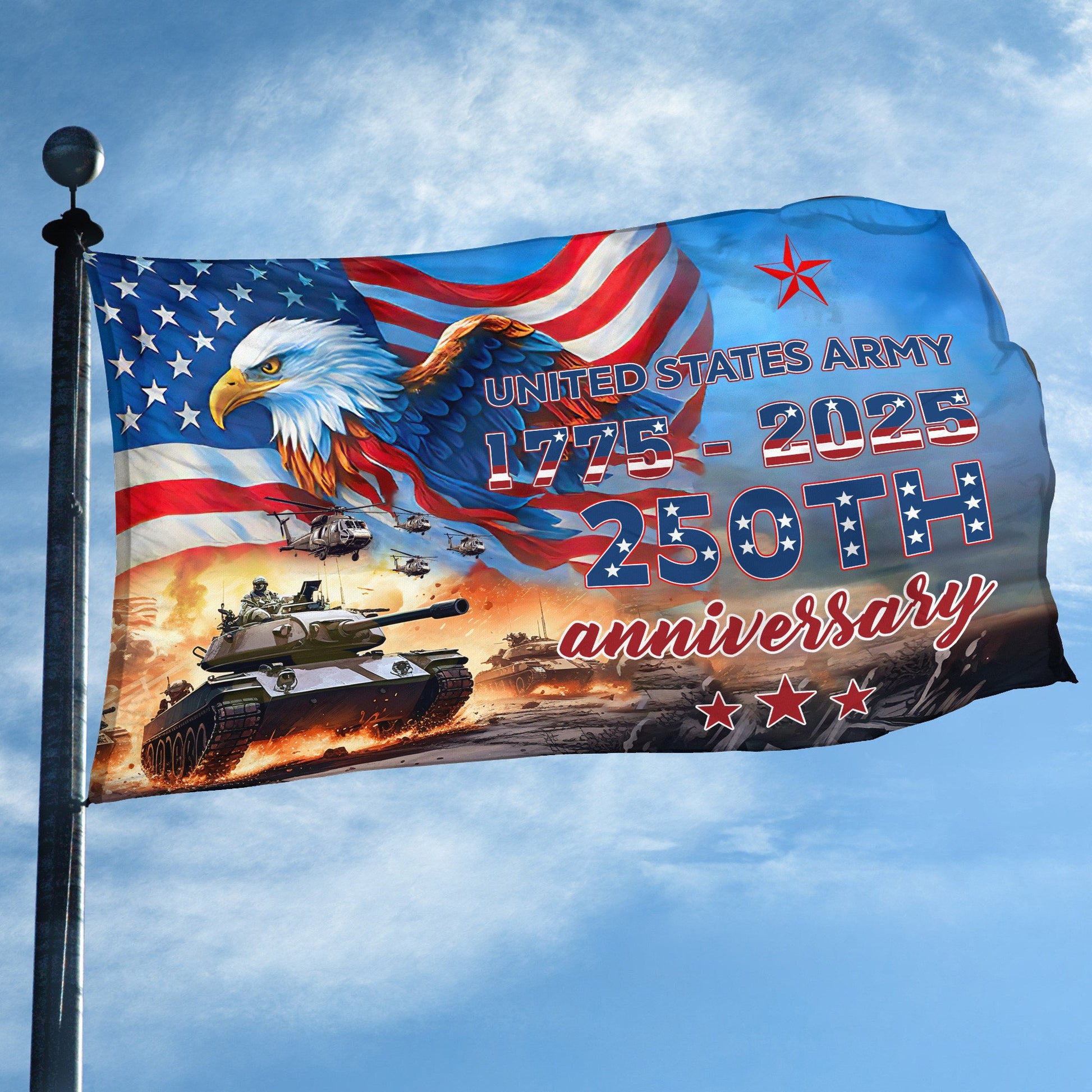 Premium 250th Anniversary Of The Army Grommet Flag VPVC120028, Gifts For Army Veteran, Best Gifts On Father's Day, Veterans Day.