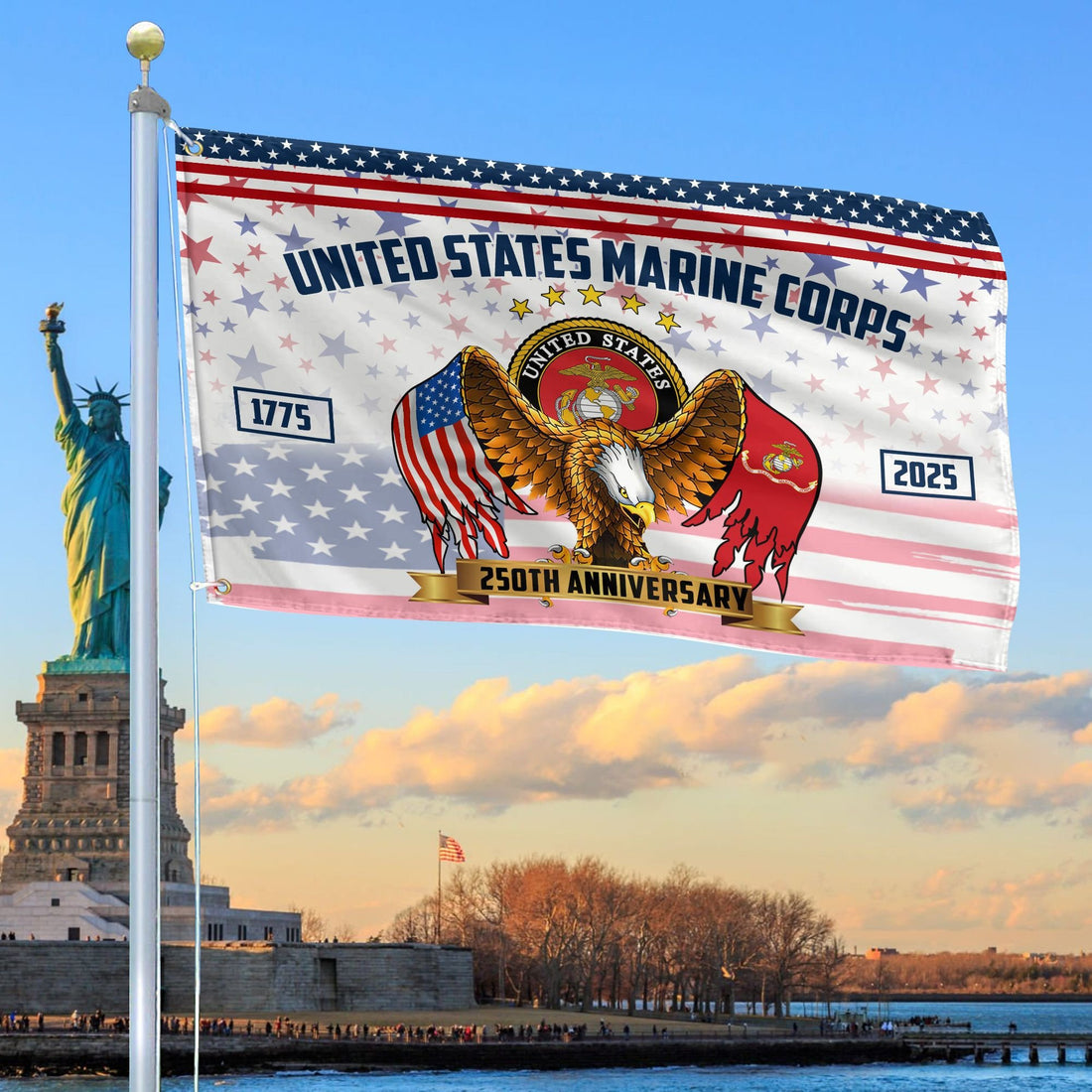 Premium USMC Grommet Flag VPVC120045, 250th Anniversary Marine Corps Flag, Gifts For Marine Veteran, Best Gifts On Father's Day, Veterans Day.