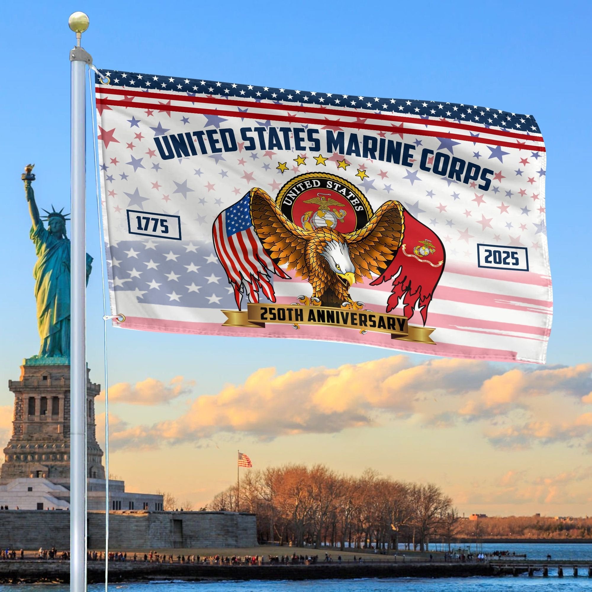 Premium USMC Grommet Flag VPVC120045, 250th Anniversary Marine Corps Flag, Gifts For Marine Veteran, Best Gifts On Father's Day, Veterans Day.