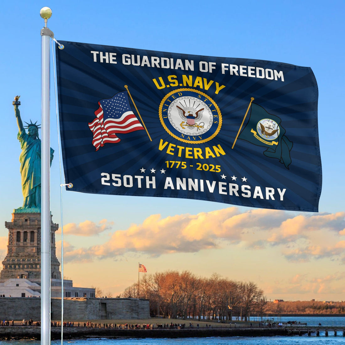 Premium US Navy Grommet Flag VPVC120055, 250th Anniversary Navy Flag, Gifts For Navy Veteran, Best Gifts On Father's Day, Veterans Day.