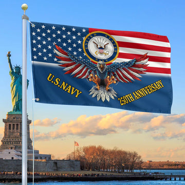 Premium US Navy Grommet Flag VPVC120020, 250th Anniversary Navy Flag, Gifts For Navy Veteran, Best Gifts On Father's Day, Veterans Day.