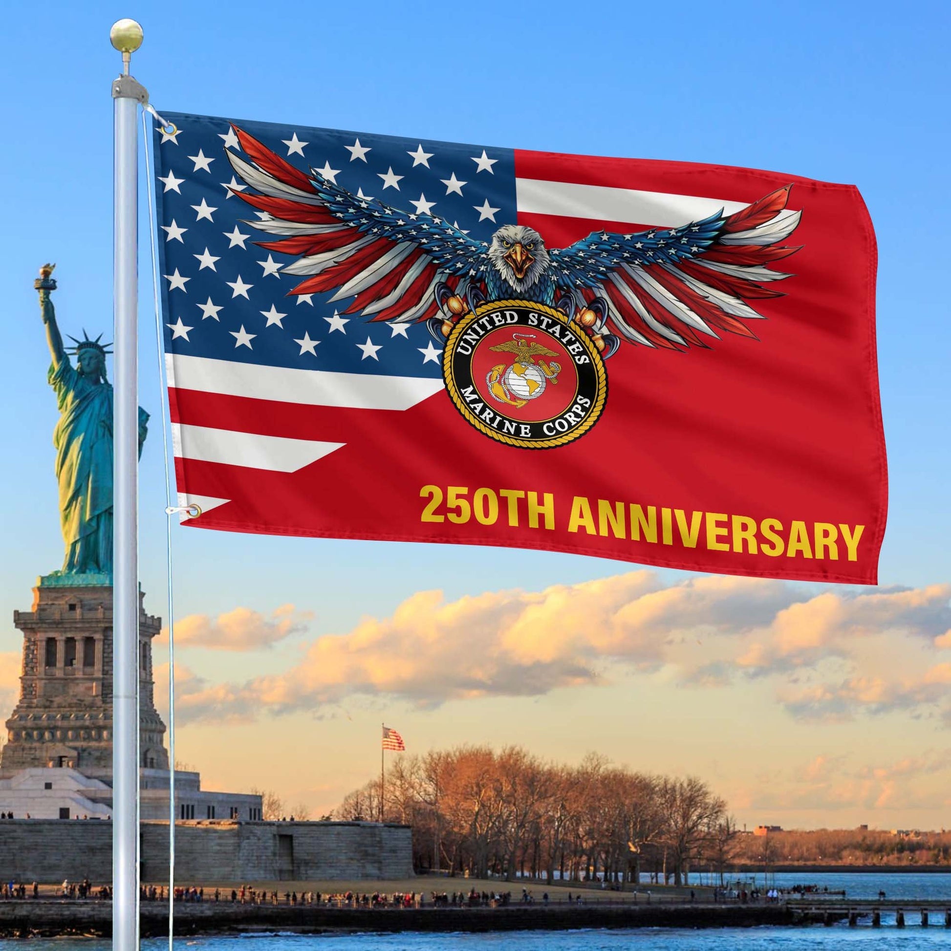 Premium USMC Grommet Flag VPVC120061, 250th Anniversary Marine Corps Flag, Gifts For Marine Veteran, Best Gifts On Father's Day, Veterans Day.